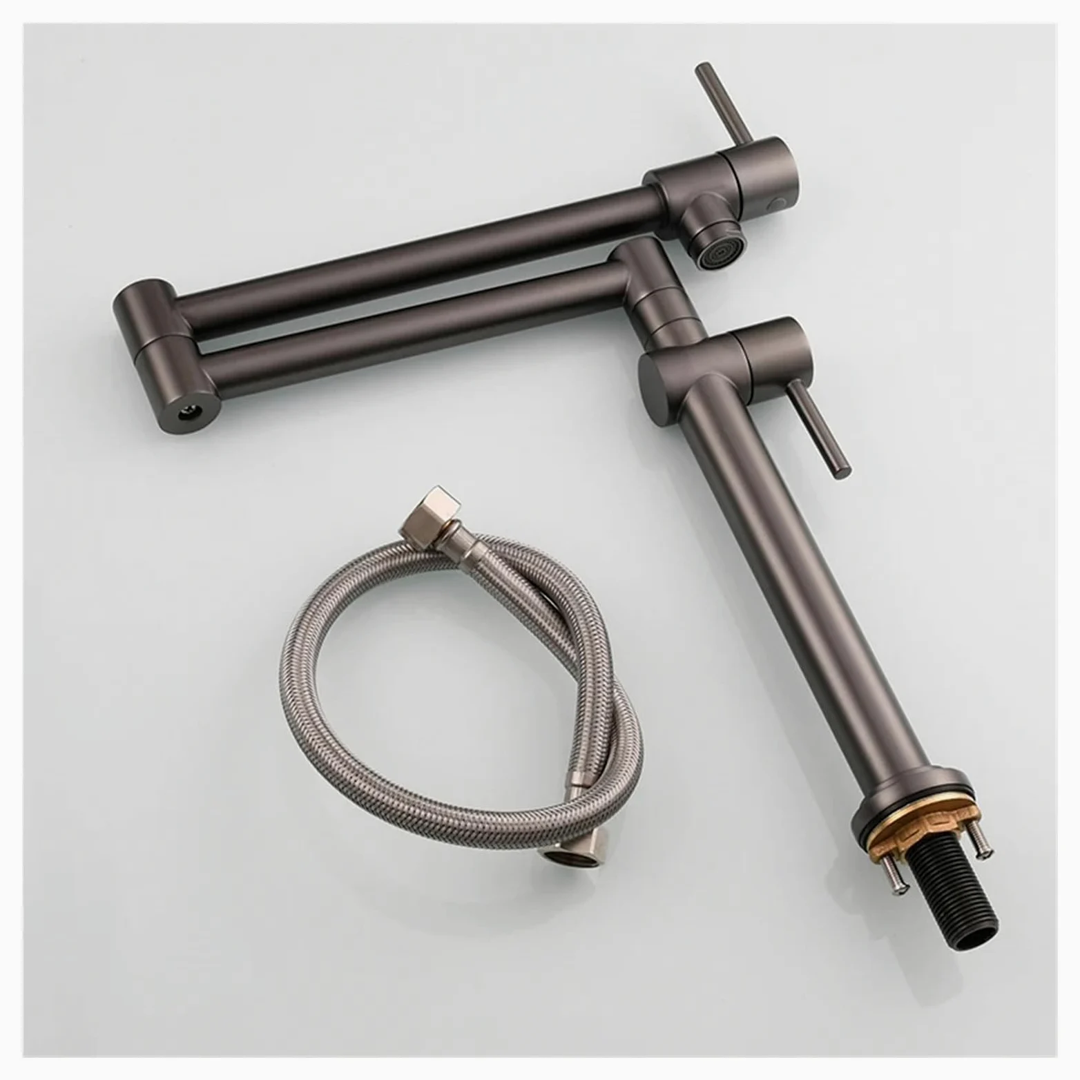 Rubinetto for lavello da cucina a parete, pieghevole ed estensibile, in ottone, con due maniglie, solo for acqua fredda Funzionamento flessibile