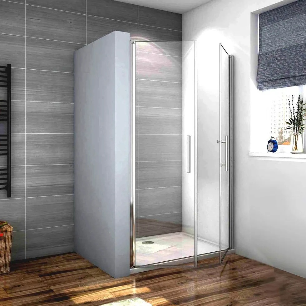 Box Doccia Per Nicchia 90x185cm Doppie Porte Battenti Saloon in Vetro 6mm Temperato Trasparente Anticalcare Profilo Cromato Lucido