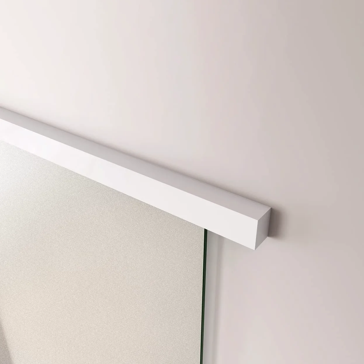 100x225 cm Porta Scorrevole in Vetro da 8 mm Temperato Opaco con Pellicola Anti-frantumi con Binario in Alluminio Bianco Verniciato