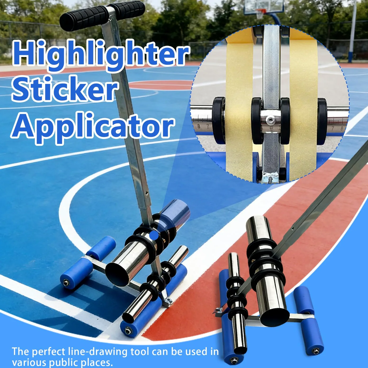Applicatore di Nastro per Pavimenti, Macchine per Tracciare Linee di Campo da Gioco con Kit di Cerchi da Disegno Strumento Manuale per La Marcatura del Nastro Spaziatura Regolabile Marcatura Rapida