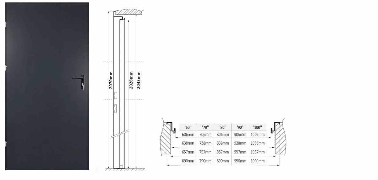 Porte esterne in acciaio, porta per garage, porta multiuso, porta per cantina, porte per locali commerciali (70-790 x 2070 mm destra bianco RAL 9016)