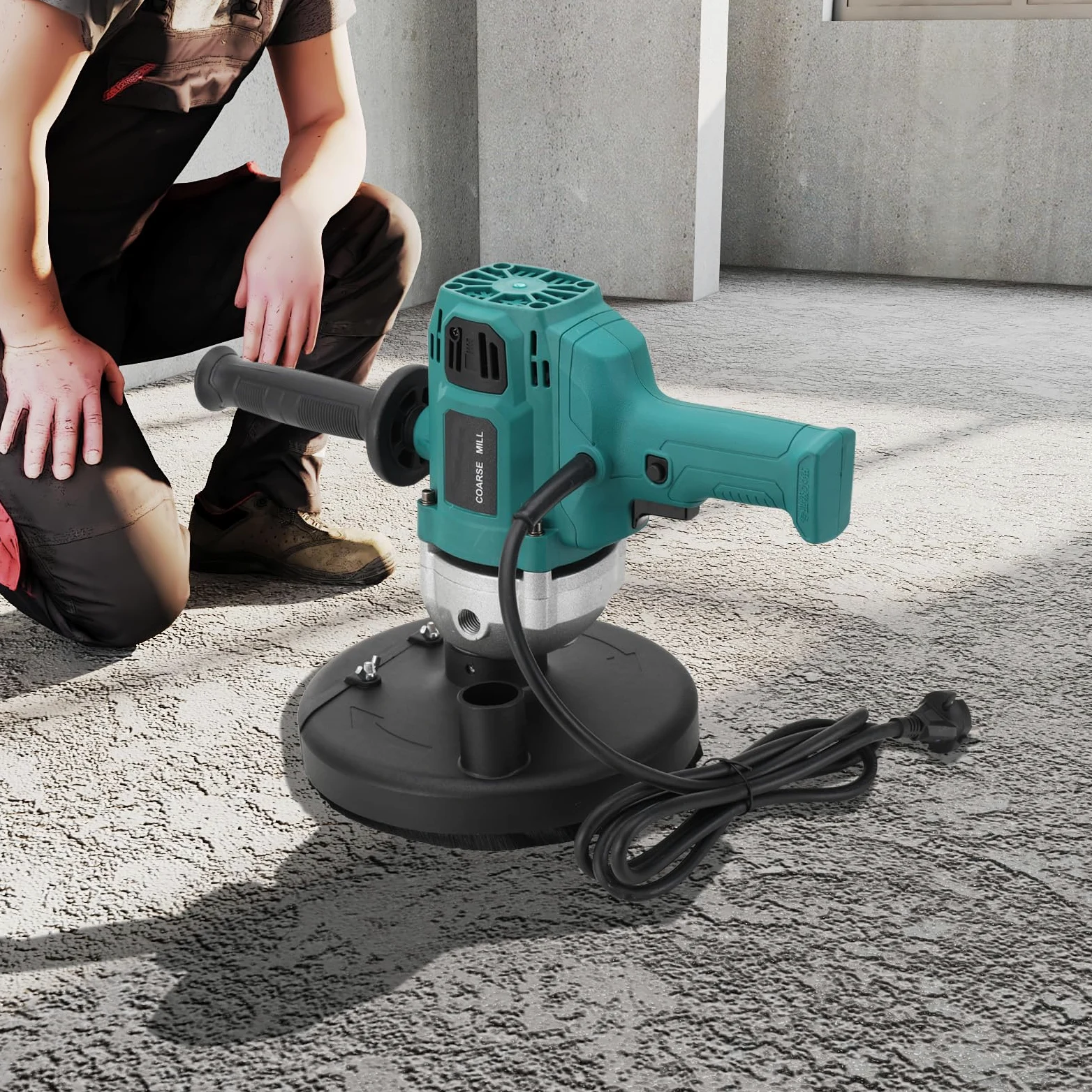 Smerigliatrice per cemento e calcestruzzo, 2600 W, 3000 giri/min, fresatrice e fresa per calcestruzzo, 180 mm, per lucidatura di pareti in cemento