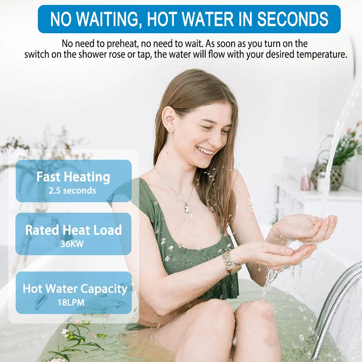 BreeRainz Scaldabagno a Gas 18LPM,36KW Scaldabagno Istantaneo a Propano,Funziona a Bassa Pressione dell'Acqua di Partenza Super Bassa, per Case,Cabine Esterno