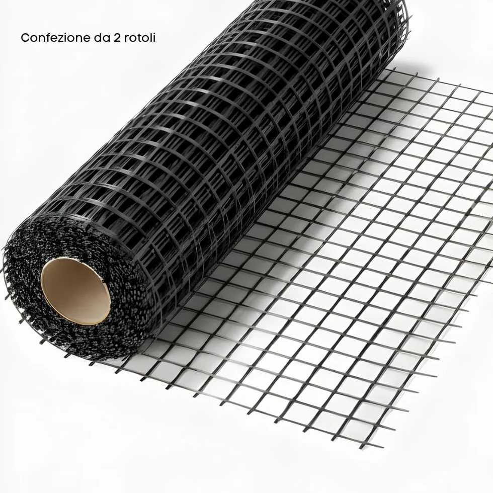 FORTUNATO Rete in Fibra di Vetro per Armatura Massetti e Intonaci, 2 Rotoli 1x50m, Maglia 40x40mm, 160g/m², Copertura 100mq, Trattamento Antialcalino