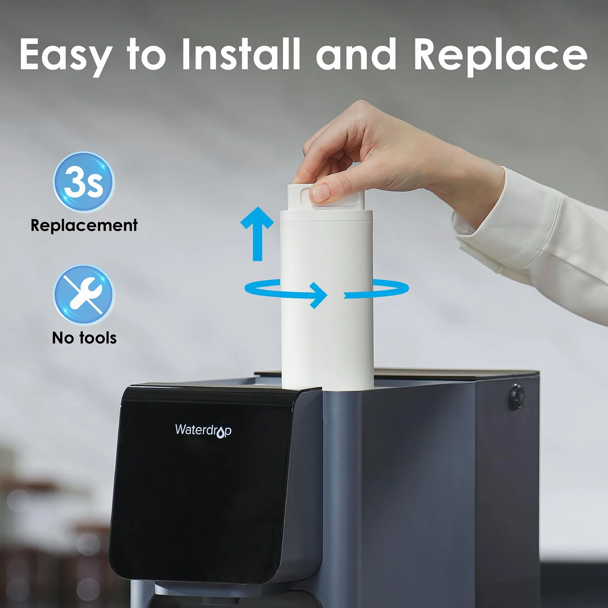 Waterdrop WD-A1-CF Filtro, Ricambio per l'Erogatore di Acqua Calda e Fredda a Osmosi Inversa WD-A1, Durata di 6 Mesi