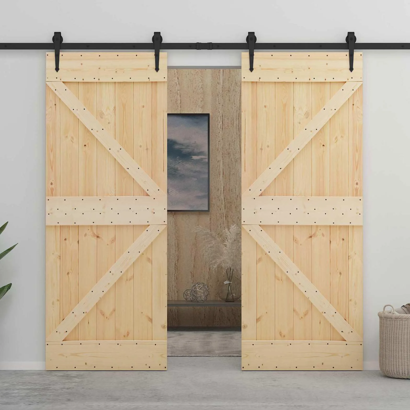 Porta Narvik Naturale 90 x 210 cm Legno di Pino Solido, Articoli di ferramenta,Materiali da Costruzione,Porte, 25kg-351043