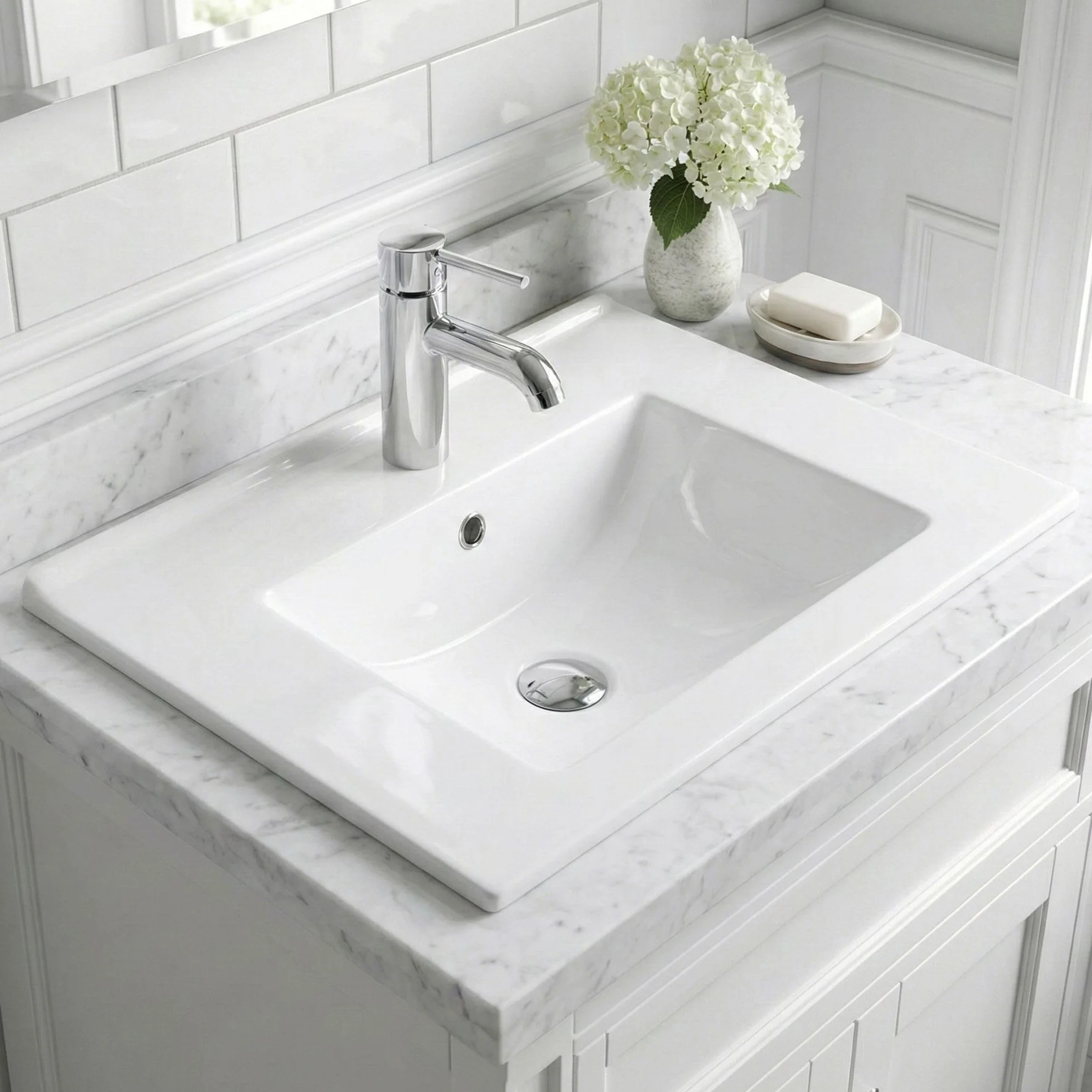 Rea - Lavabo Da Incasso Dafne 75 Lavabo Bagno 760 X 465 X 180 mm Ceramica (Bianco)
