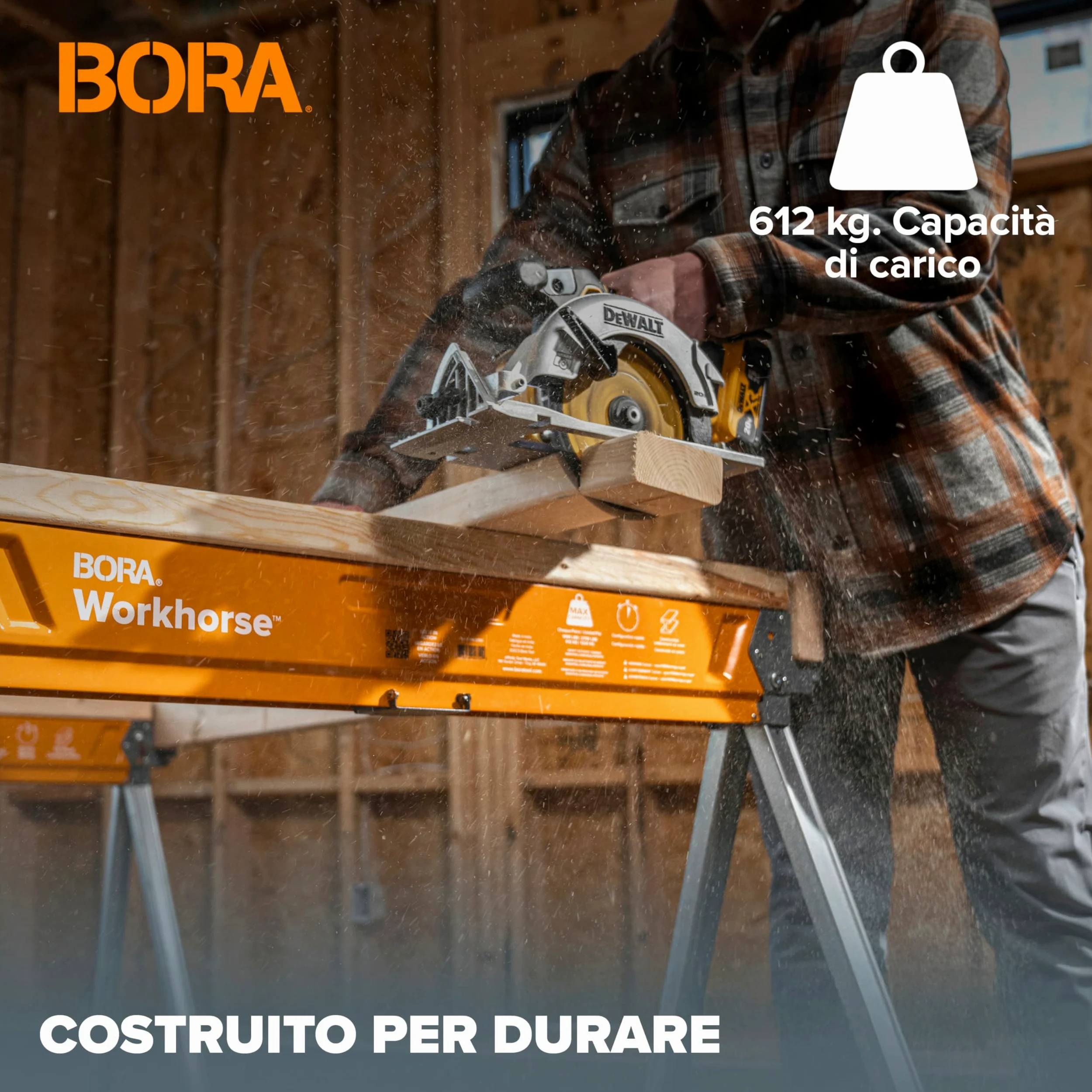 BORA Workhorse PM-3350T – Coppia Cavalletti da Lavoro Pieghevoli in Acciaio, 612 kg per Cavalletto, Uso Professionale