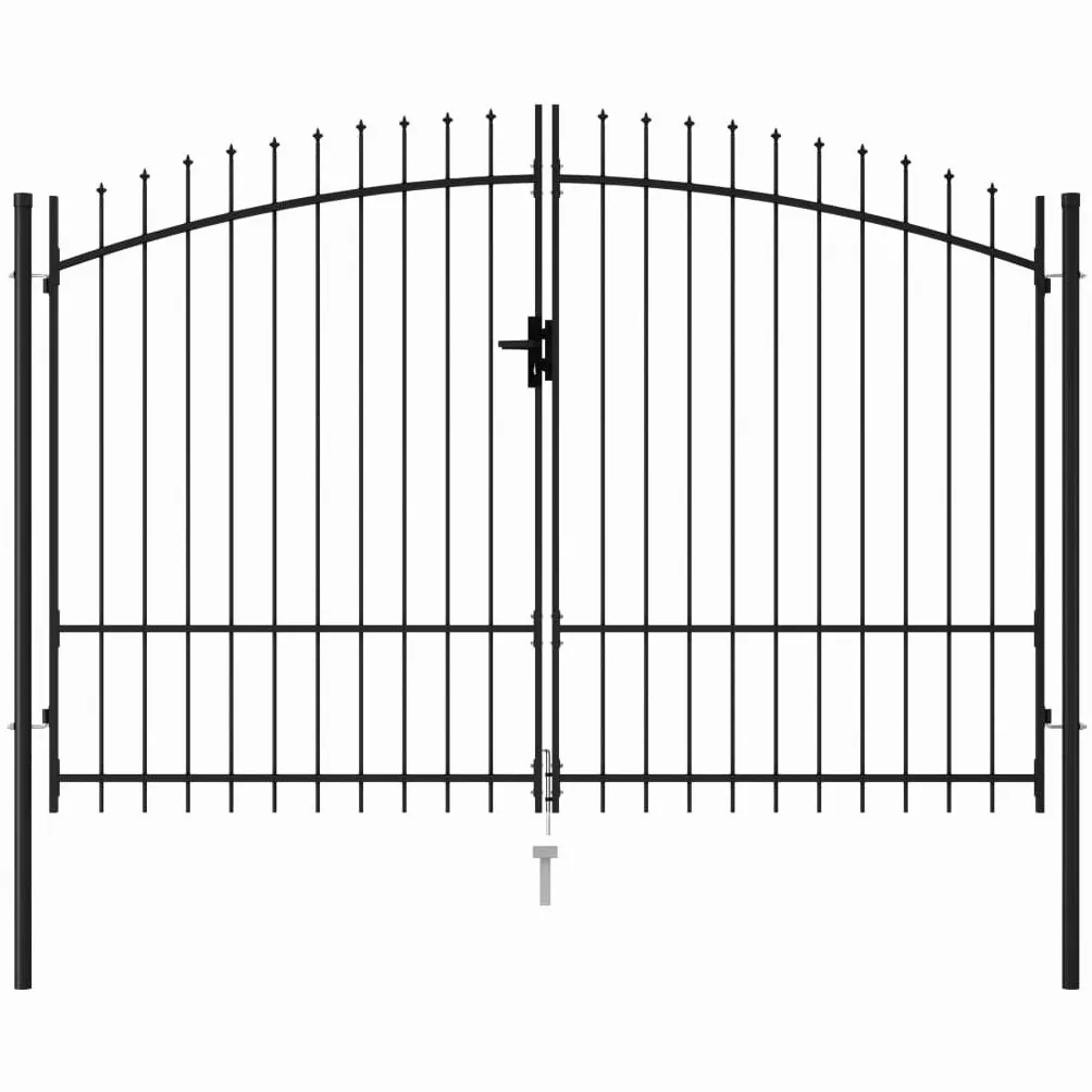 Tidyard Cancello,da Giardino,a Doppia Anta,con Punte a Lancia,in Acciaio,Nero,300x225 cm,Cacello per Recinzione,Cancello in Metallo,Cancello da Esterno,Cancello in Acciaio