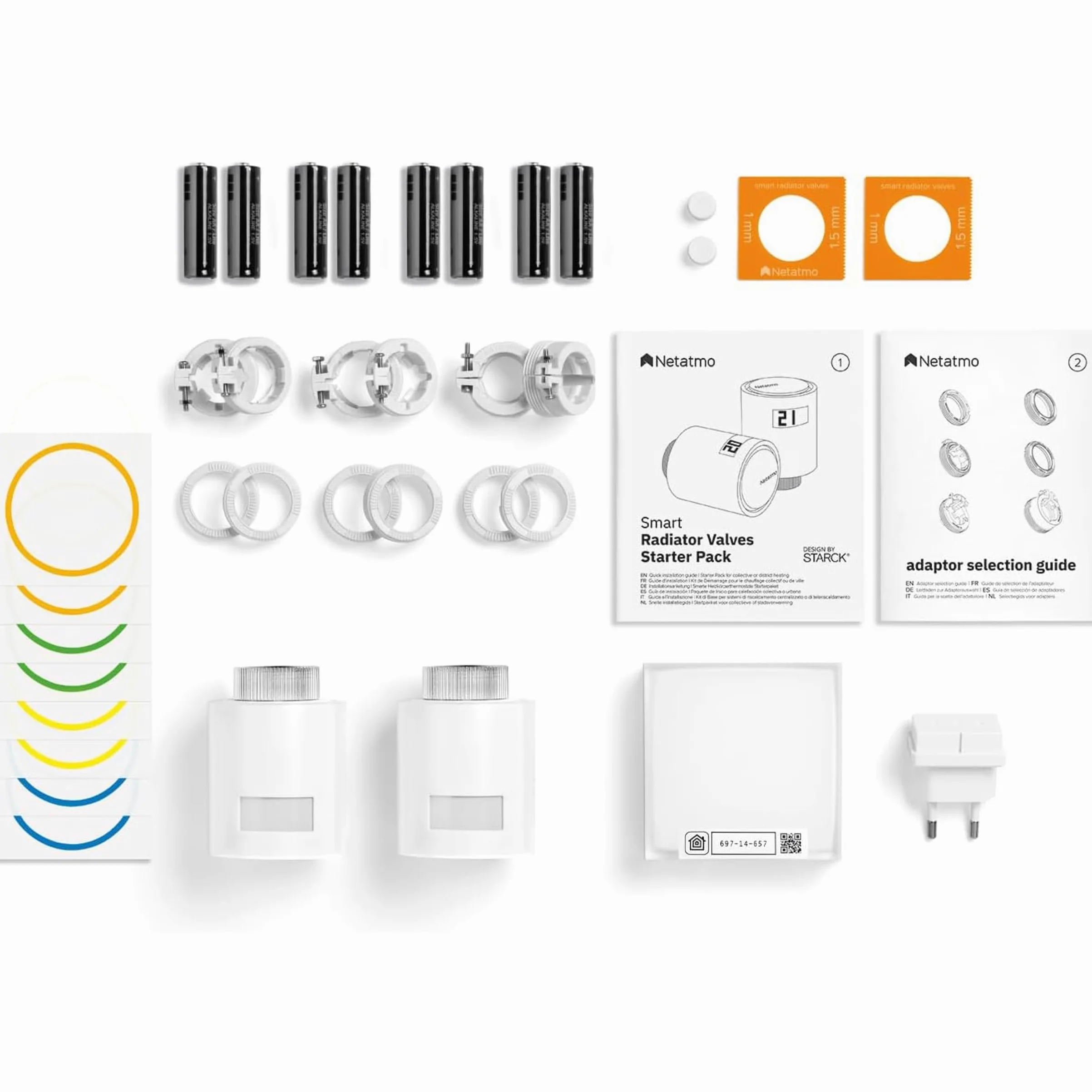 Netatmo Starter Pack Valvole Smart Wifi per Radiatore, Controllo remoto, Risparmio energetico, Pacchetto riscaldamento collettivo, Compatibile con Amazon Alexa, Apple e Google NVP-AMZ