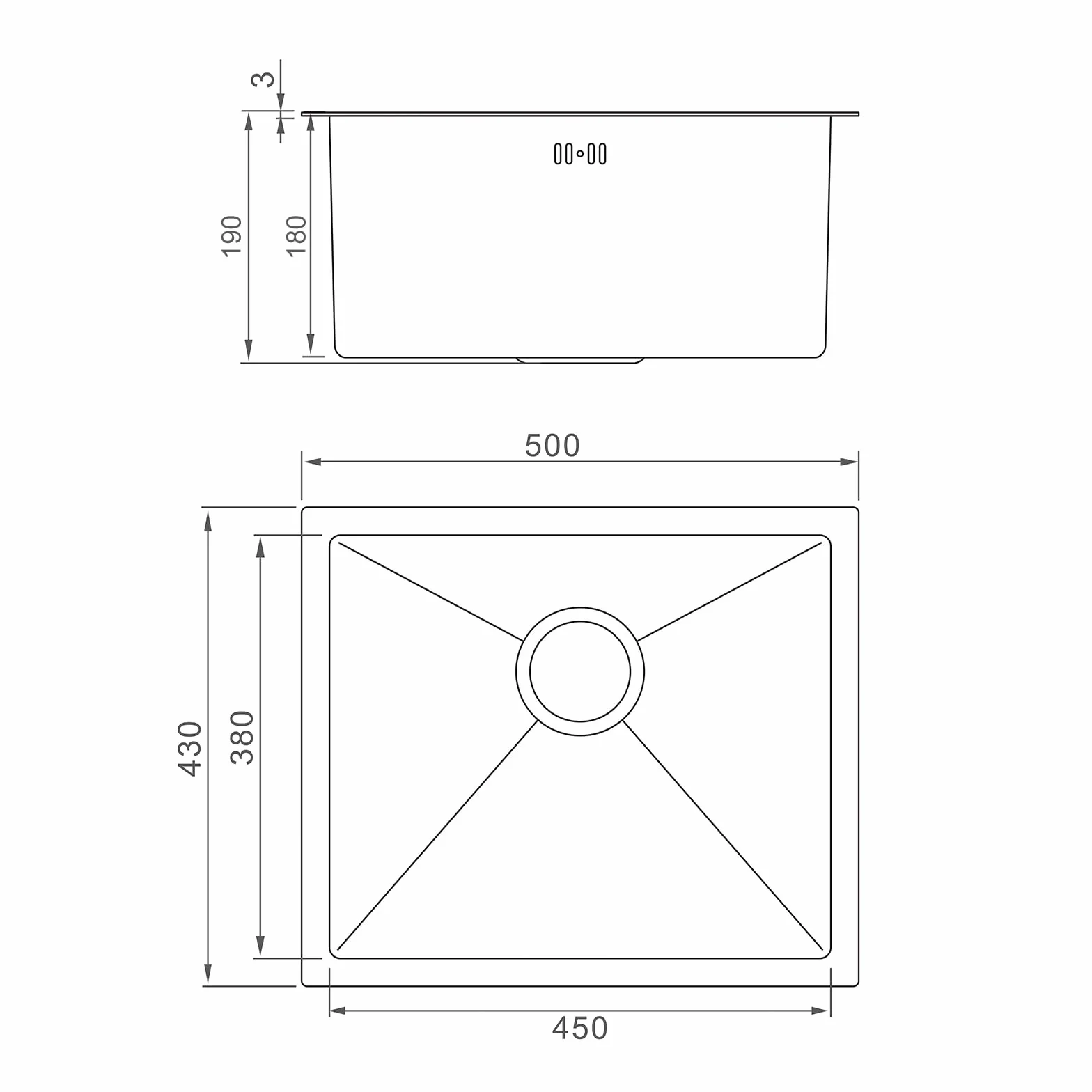 Ibergrif M85043B Lavello Cucina in Acciaio Inox 50x43 cm, Installazione a Sopratop o Filotop con Sifone Antiodore e Kit Scarico Completo, Grigio Scuro