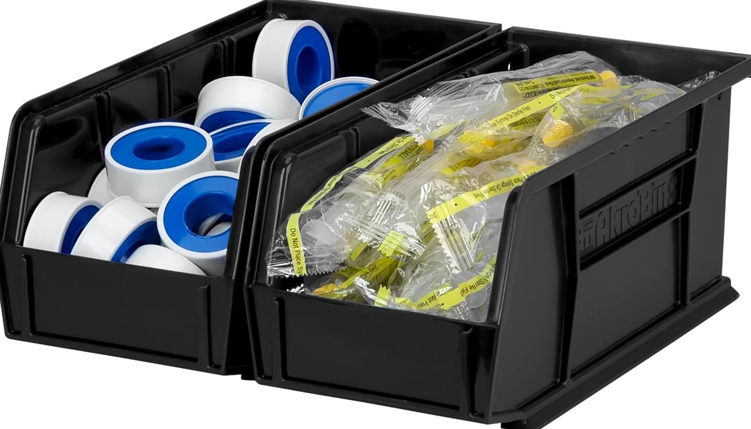 Akro-Mils 30230 AkroBins Plastic Storage Bins, Space-Saving Stackable Bins for Garage, Pantry, Craft Organization, 27,6 cm x 14 cm x 12,7 cm, neri, confezione da 12