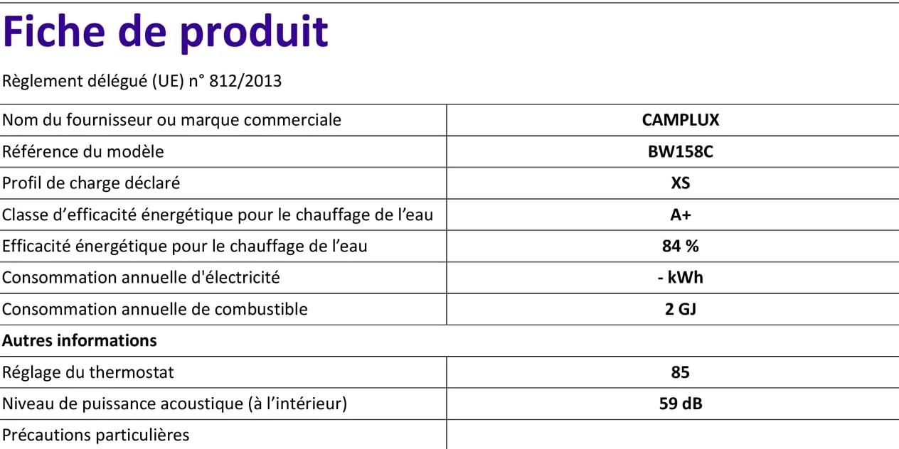 CAMPLUX BW158C Scaldacqua a Gas Tankless, 6 Litri, 12kW, Butano (28-30 mbar) / Propano (37 mbar), per Doccia da Campeggio