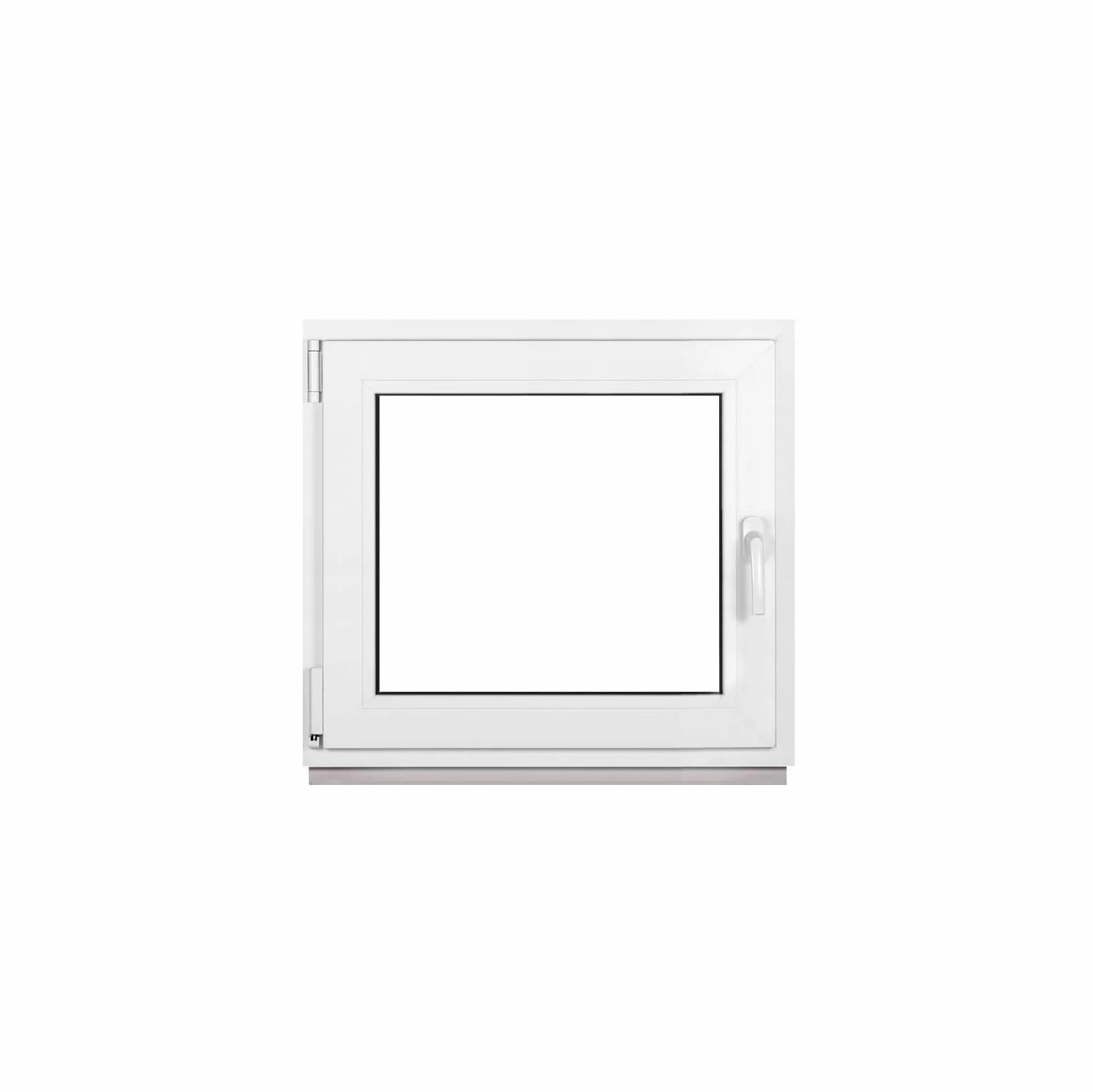 Finestra in Plastica Bianca Larghezza x Altezza 90 x 80 cm (900 x 800 mm) Triplo Vetri (32 mm), Anta-Ribalta, Girevole DIN Destra – Premium