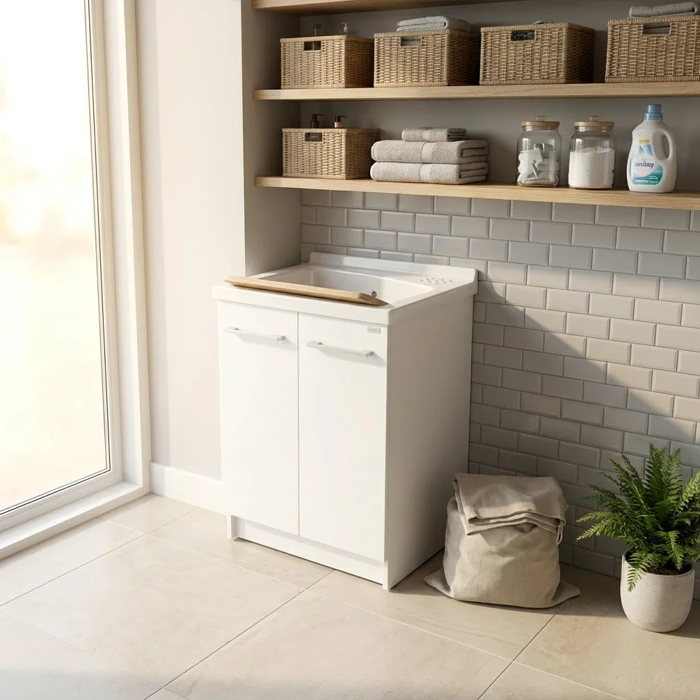 Mobile per lavatoio 61x50x81 cm con asse in legno – Revine | Dolomite