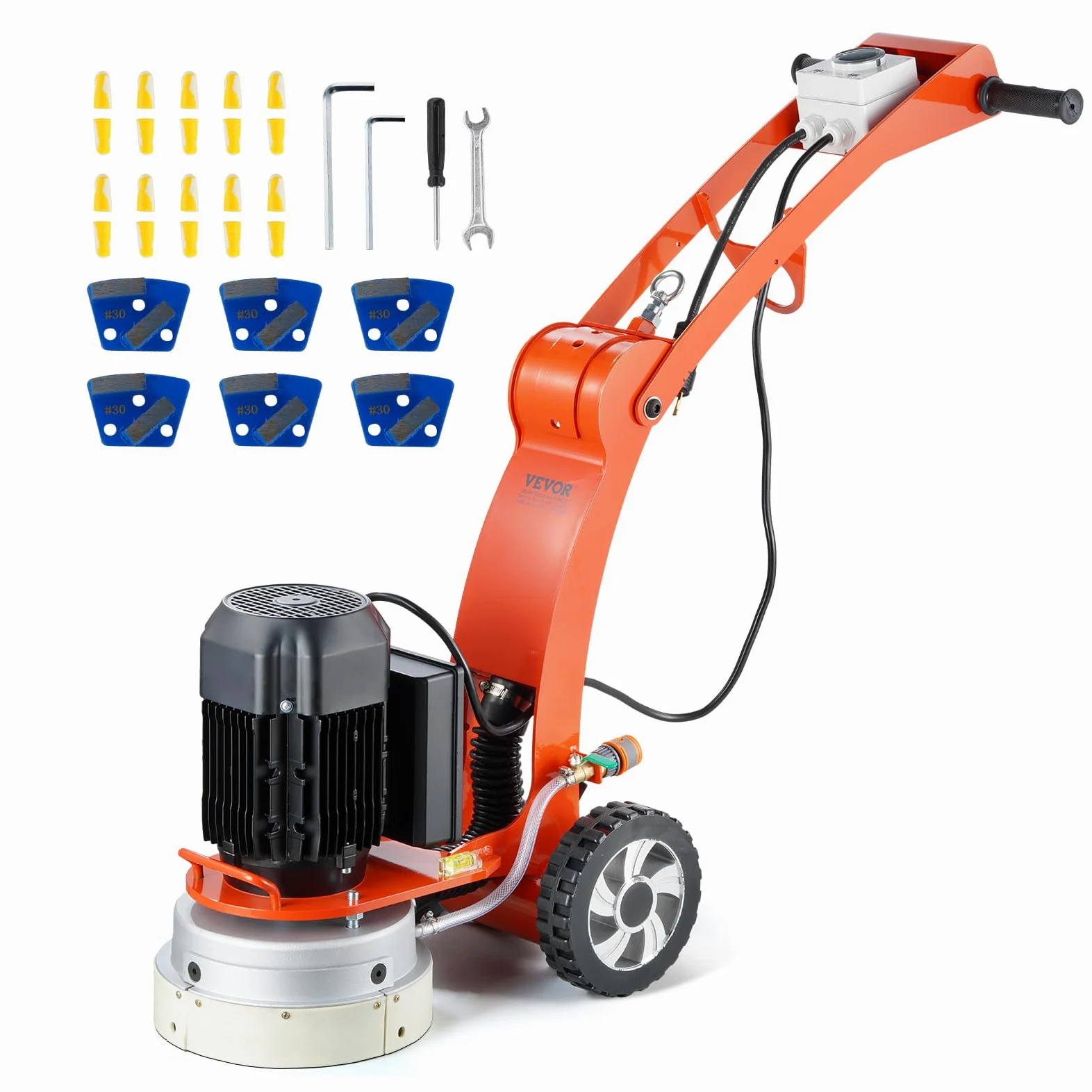 VEVOR Smerigliatrice Elettrica per Pavimenti in Cemento 250 mm Smerigliatrice con guida terra 3.0 HP Lucidatrice per Pavimenti, Smerigliatrice 2200W con Motore Brushless 1430 Giri/min Granito Marmo