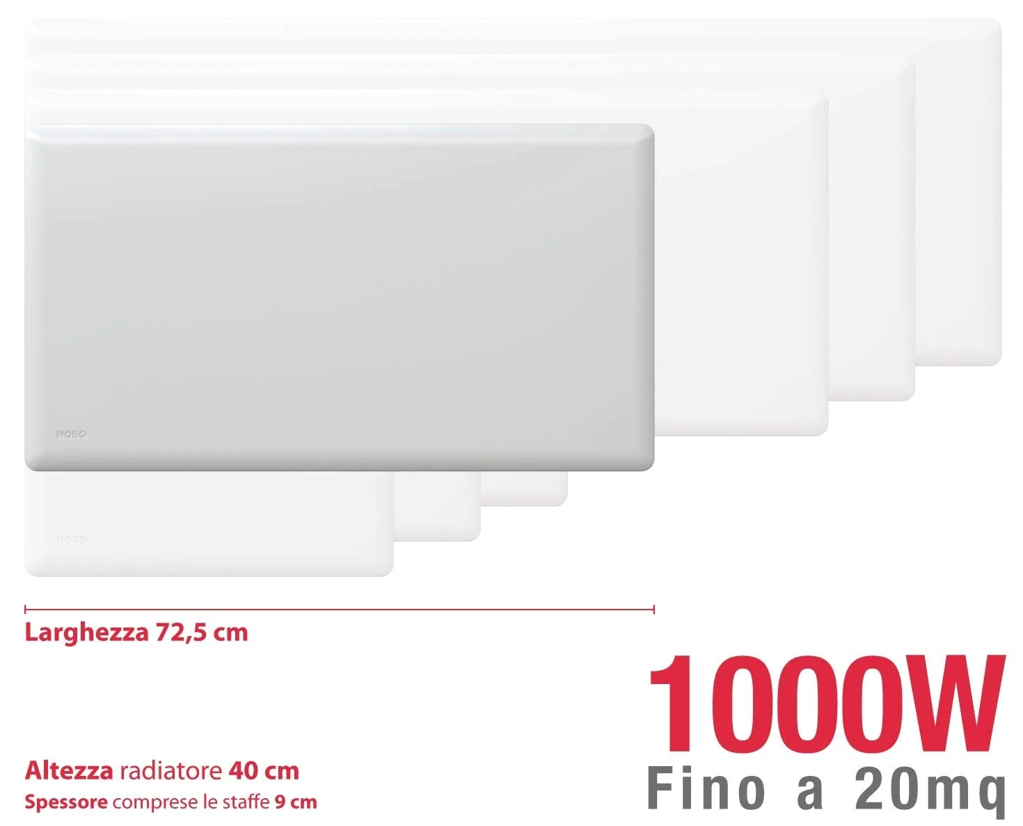 NOBO E82440010 Radiatore elettrico da parete Norvegese 1000W con termostato NCU-2Te, Bianco