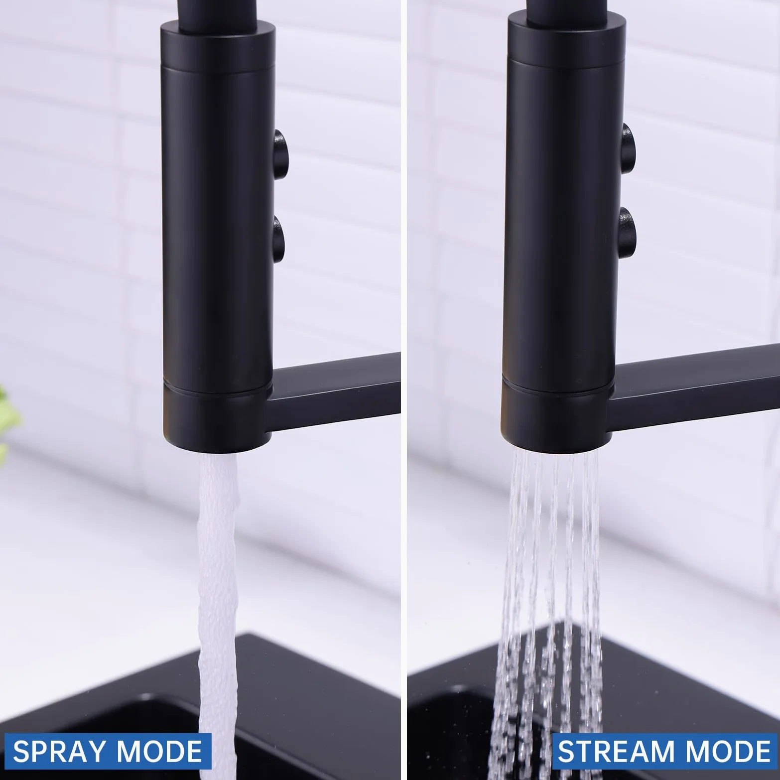 Rubinetto Lavello Cucina con Doccetta Nero Miscelatore Cucina Pieghevole Sottofinestra Rubinetti Cucina Flessibile con 2 Tipi di Spruzzo