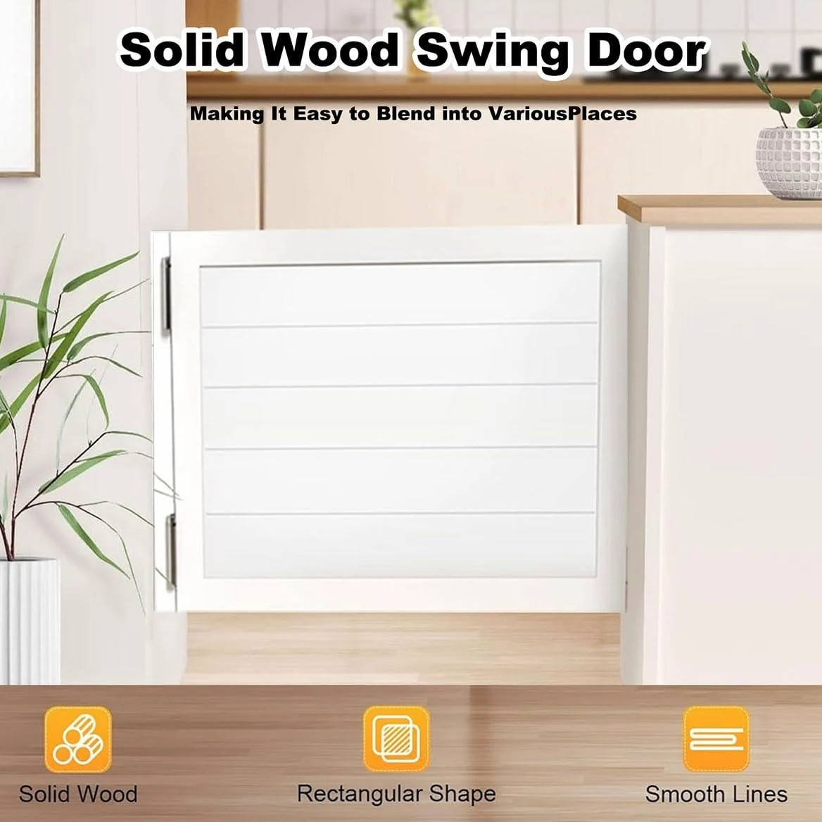 Porta a Battente in Legno, Porta da Saloon oscillante, Singola Porte Battente Interne Porte a Mezza Vita per Bar, Giardino e salotti, con Chiusura Automatica(White,30.7"x39.4"(78x100cm))