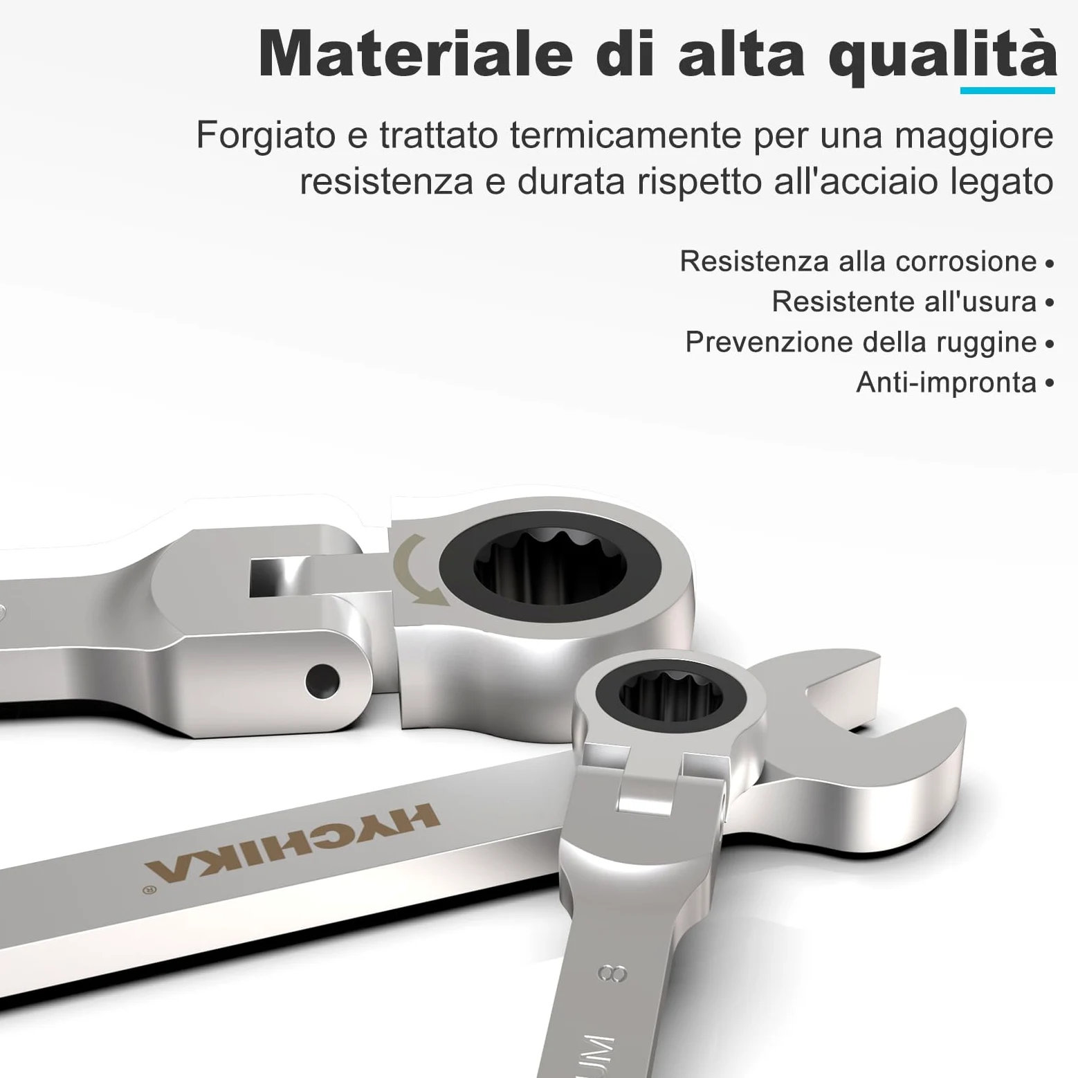 HYCHIKA Set Chiavi Inglesi 6-19mm, 9Pcs Chiavi a Cricchetto con Custodia Portatile, Set Chiavi a Cricchetto per Fai da Te e Riparazione