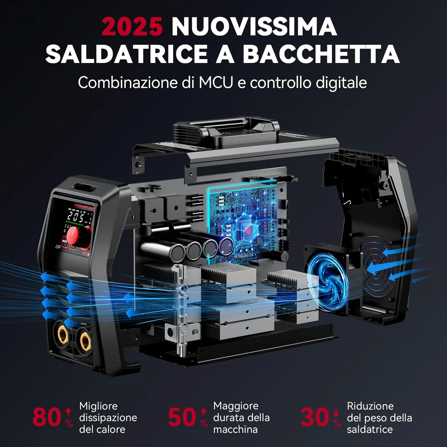 ARCCAPTAIN Saldatrice Elettrodo iControl ARC205 Pro [Controllo APP] 205Amp ARC/Lift TIG saldatrice, display a LED, IGBT Inverter 230V MMA saldatore con avvio a caldo, forza d'arco, e Anti-Stick
