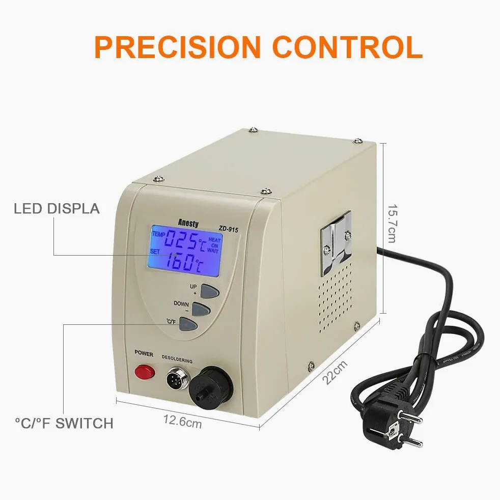 ANESTY - Serie ZD-915, Stazione di saldatura/dissaldante per pompa a vuoto Iron Gun, 230 V, 140 W, professionale