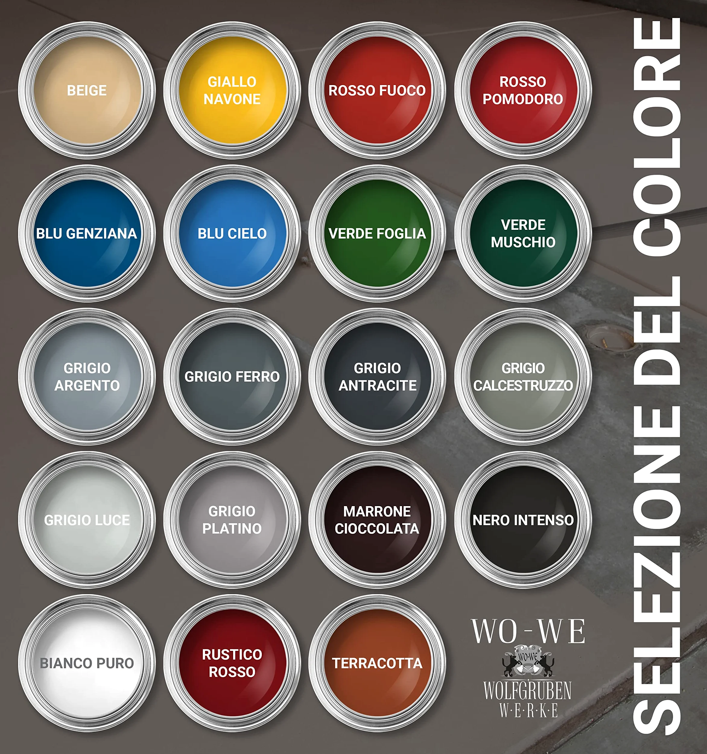 WO-WE Vernice per cemento W700 Pittura pavimenti Interni Grigio argento sim RAL 7001-10L