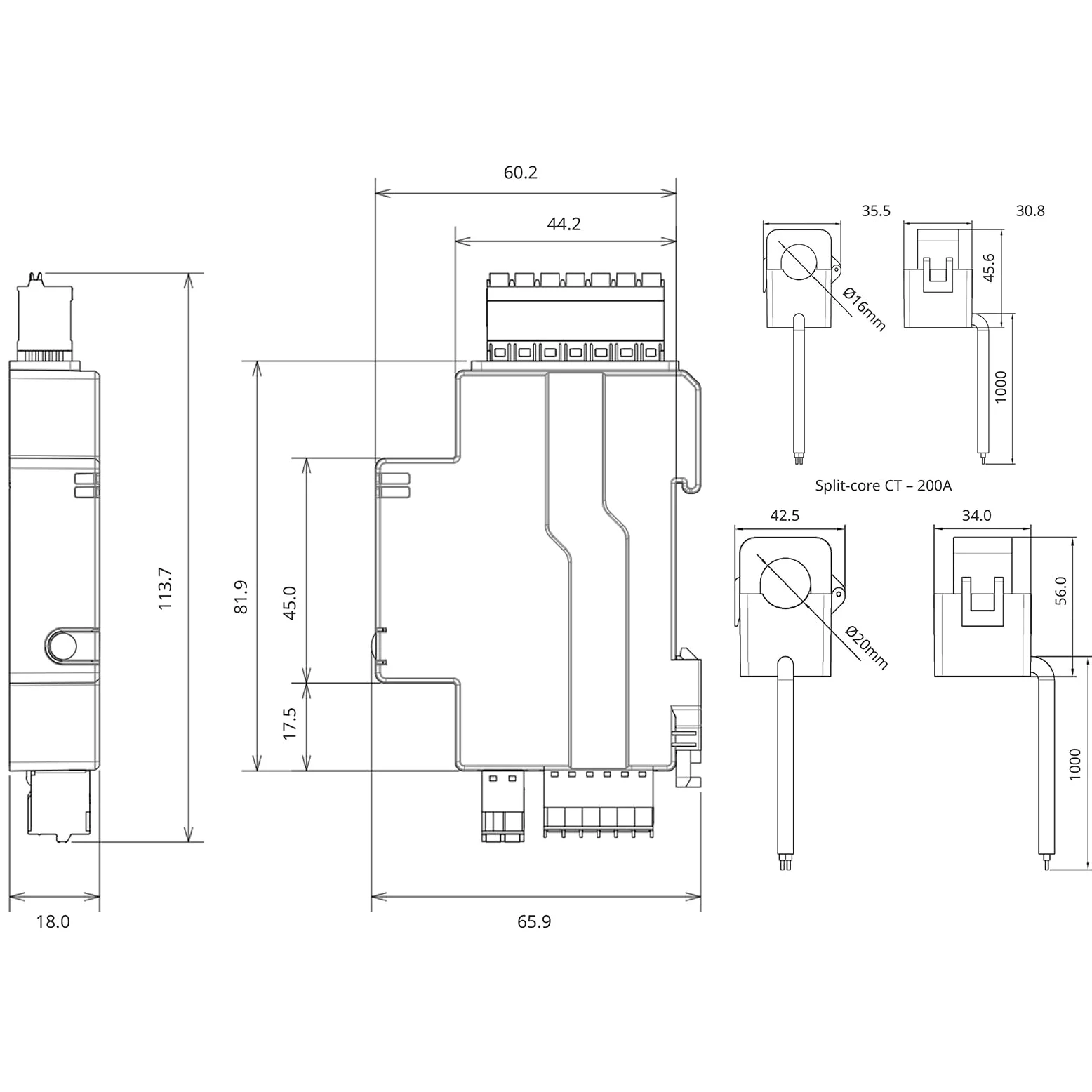 eMylo Contatore Energia Intelligente WiFi 3 Fasi 120A, Monitoraggio in Tempo Reale con Trasformatori di Corrente a Nucleo Diviso, Protezione Sovraccarico, App Tuya Smart Life per Casa e Appartamento