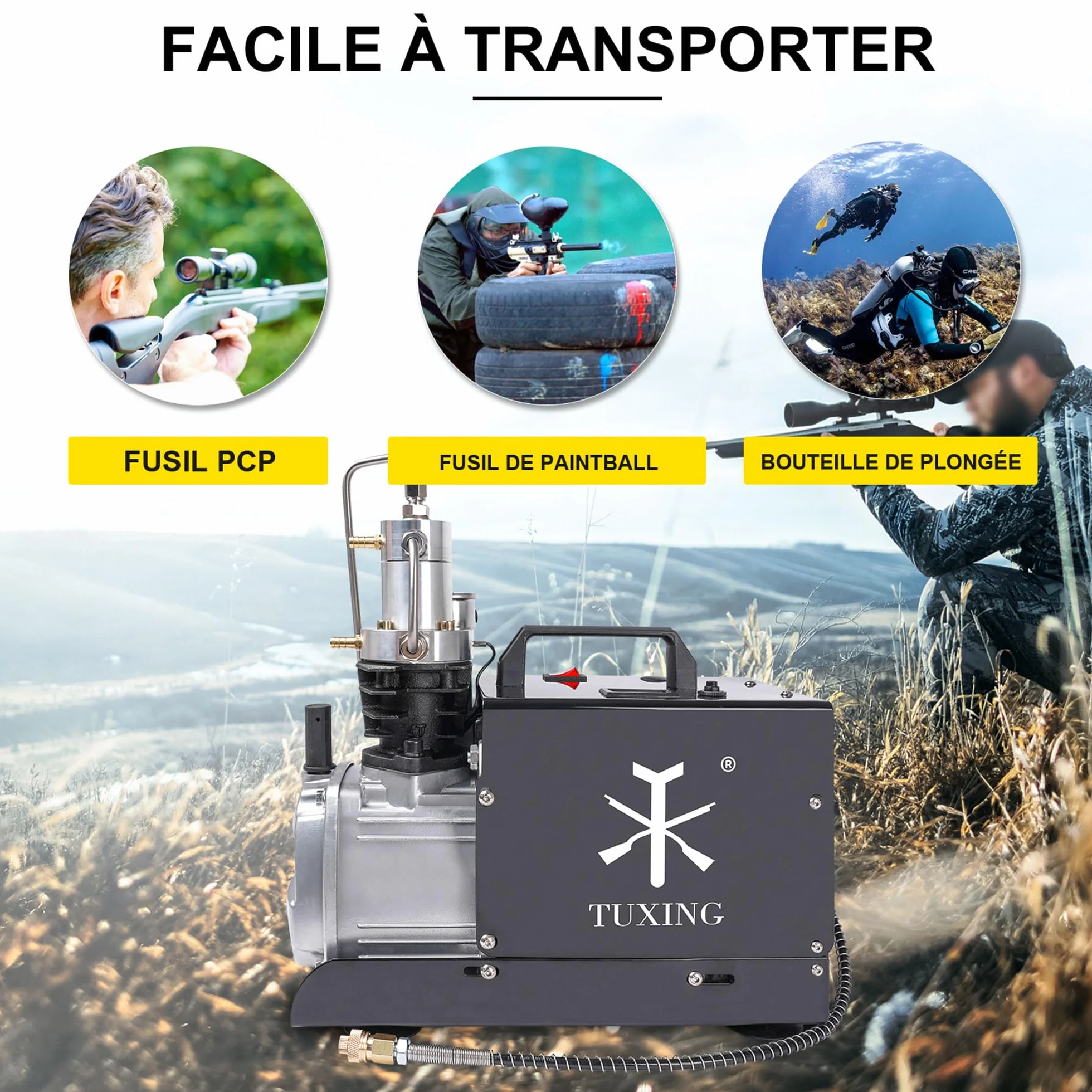 TUXING Compresor de Aire de Alta Presión 1800W Bomba Eléctrica de Alta Presión 30MPa 4500PSI Bomba de Compresor de Aire PCP Air Compressor Pump