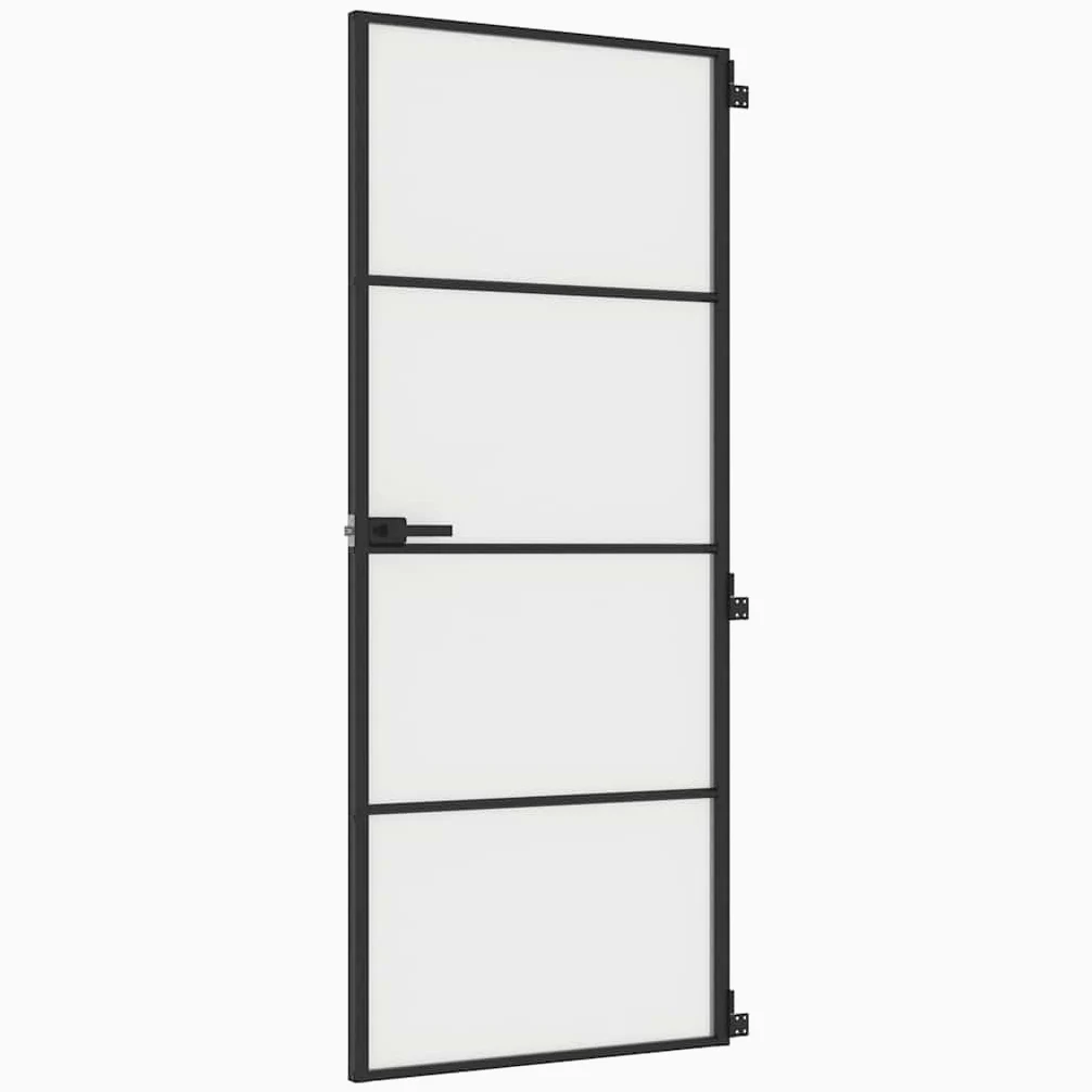 vidaXL Porta Interni Sottile Nera 83x201,5cm Vetro Temperato Alluminio