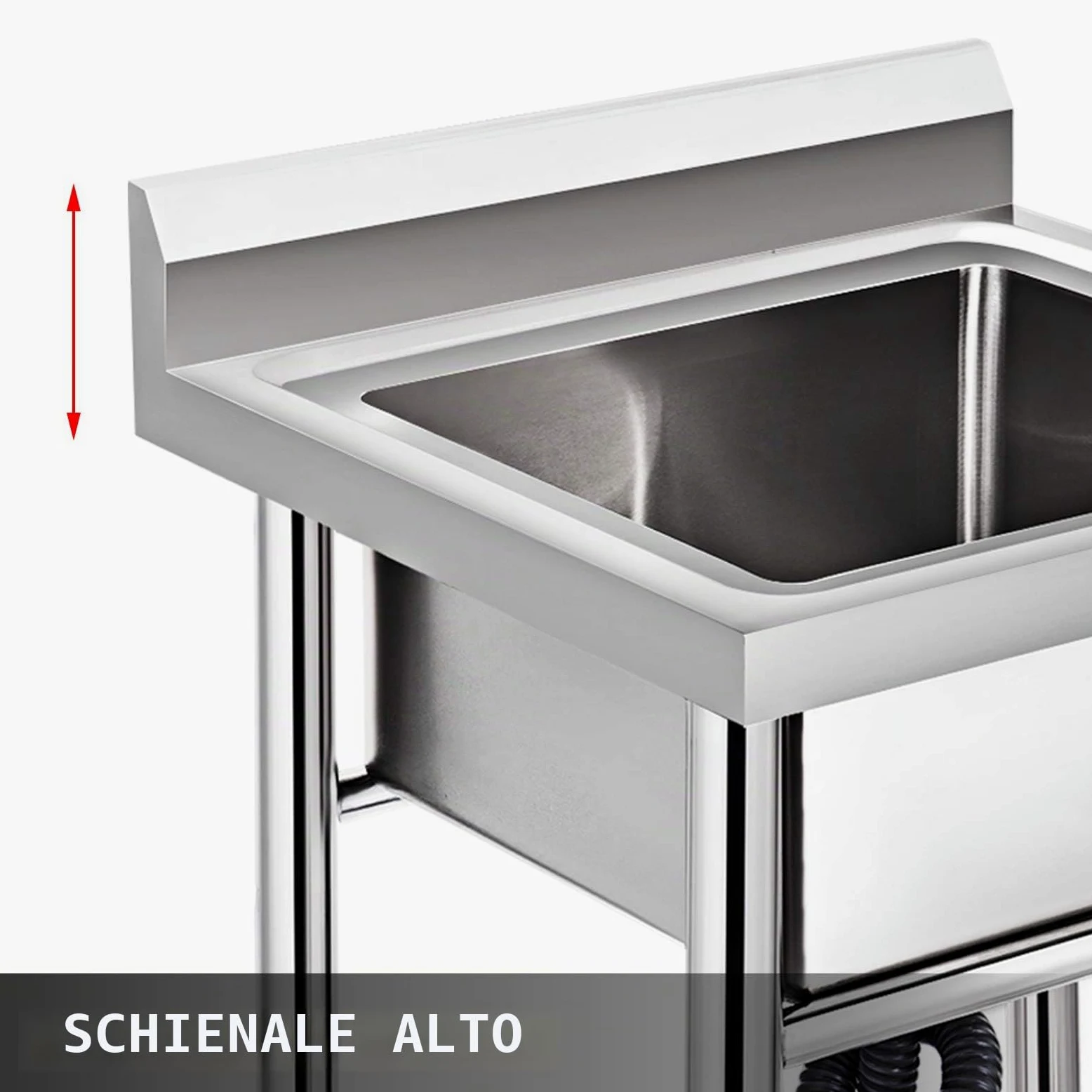 VEVOR Lavello da cucina fatto a mano in acciaio inox 1 vano 17,5 x 10 x 16,5 pollici Lavello sottobar Agriturismo Cafe Shop Ospedale