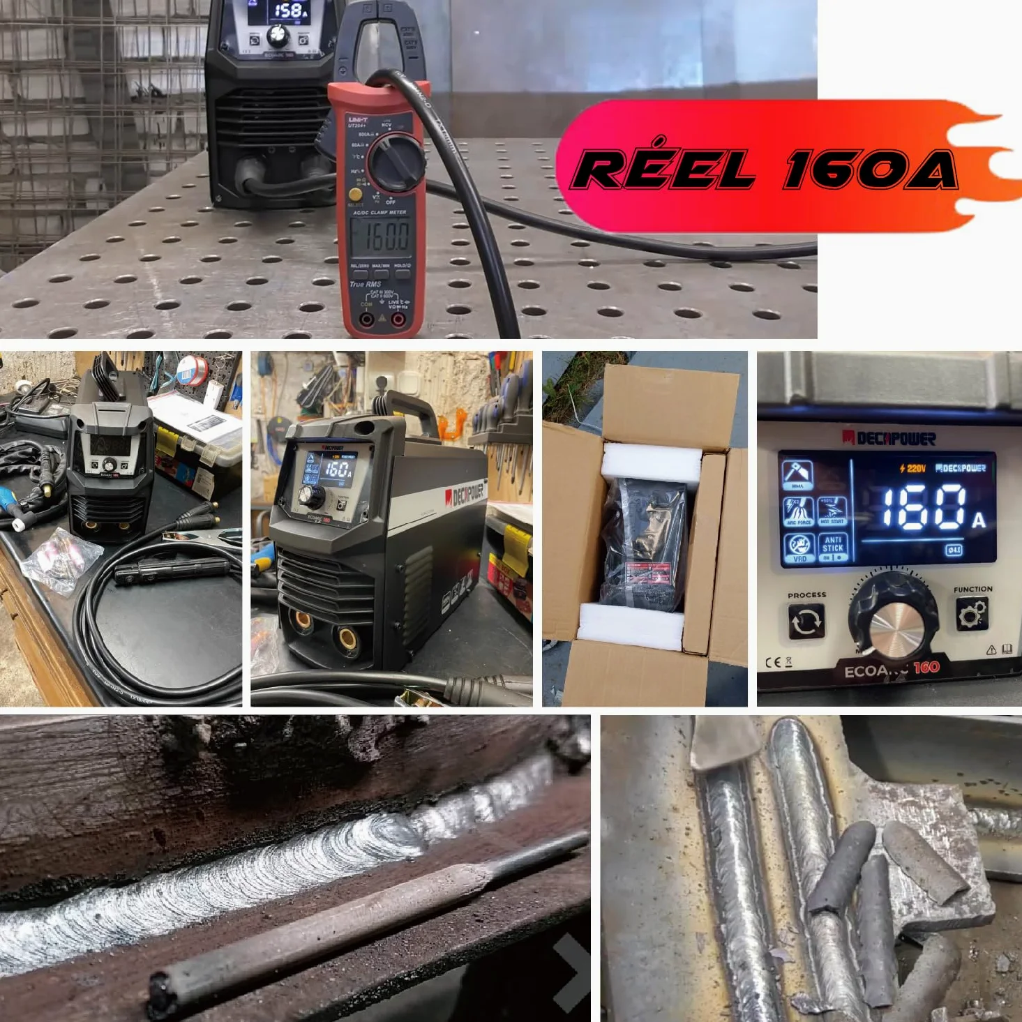 Decapower, ECOARC Saldatrice ad arco da 160 A, inverter MMA, saldatore portatile con schermo, per utilizzo casalingo (confezione da 1)