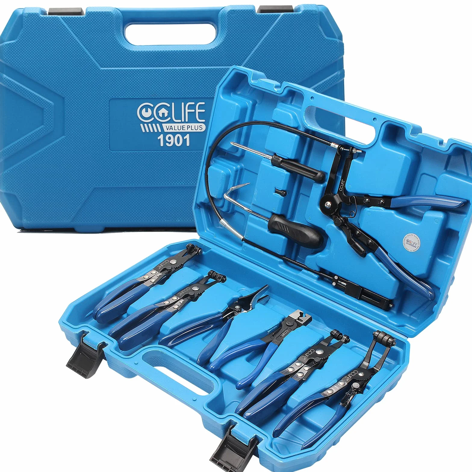 CCLIFE 9 Pezzi pinza fascette auto Set di pinze per fascette stringitubo per Riparazione Auto