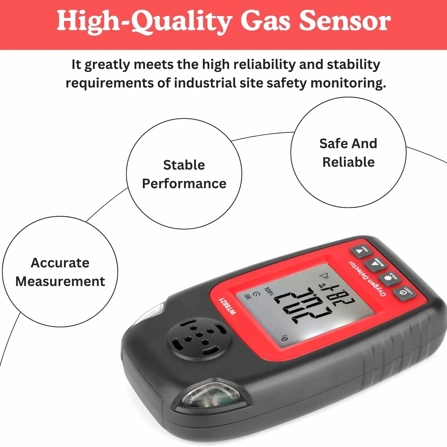 Jadeshay Rilevatore di Ossigeno,0~25% Vol Rilevatore di Gas Portatile Monitor O2 Analizzatore di Ossigeno Tester Rilevatore di Contenuto di Ossigeno con Display LCD WT8821