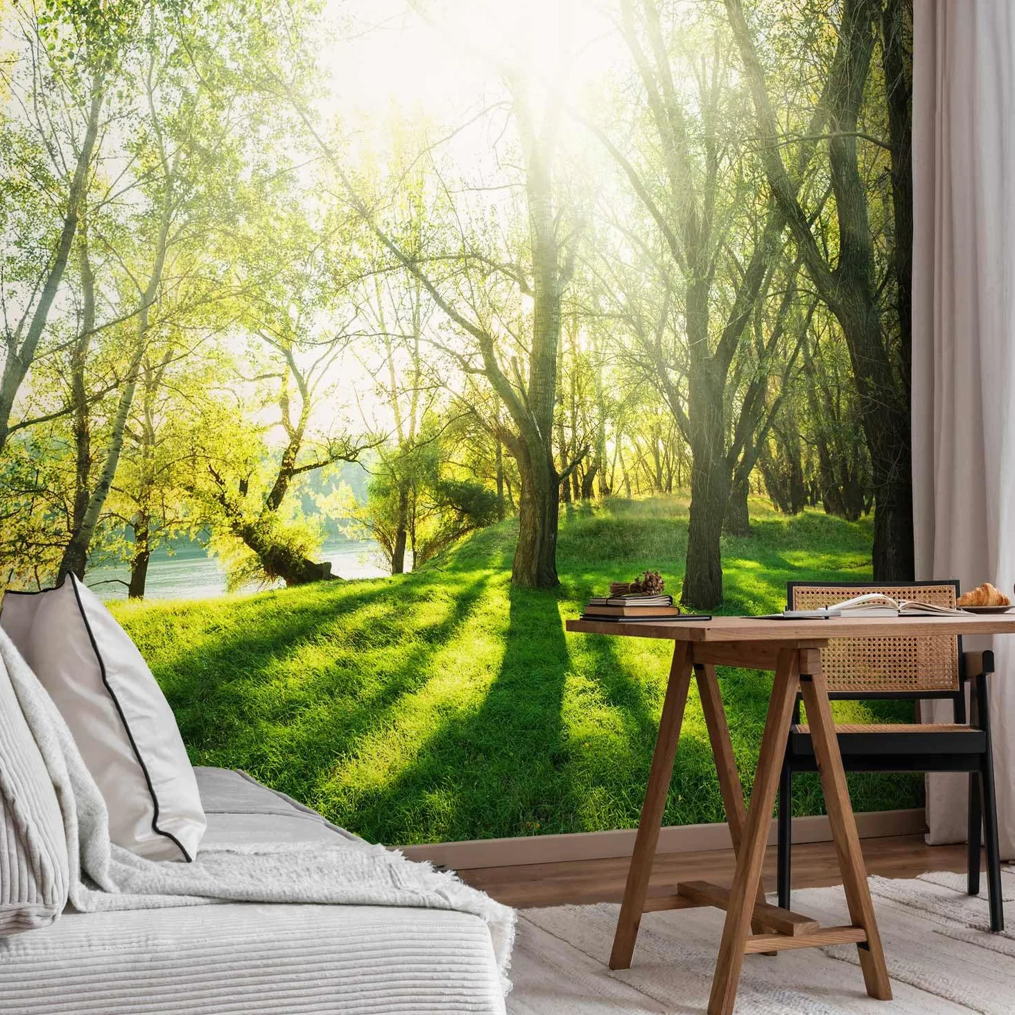 murando - Carta da Parati Adesiva Foresta Bosco 441x315 cm Fotomurali Adesivi Murali Rivestimento Parete Moderna per Pareti Adesiva Muro Decorativo Fotomurale Soggiorno - Nature Paesaggio verde