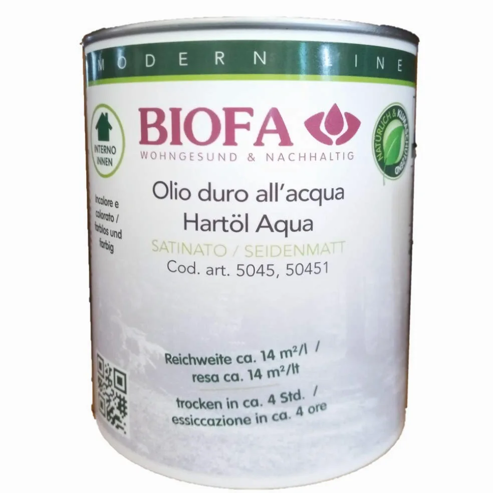 BIOFA 5045 SATINATO INCOLORE 2,5 l- Olio a base acqua per mobili e parquet