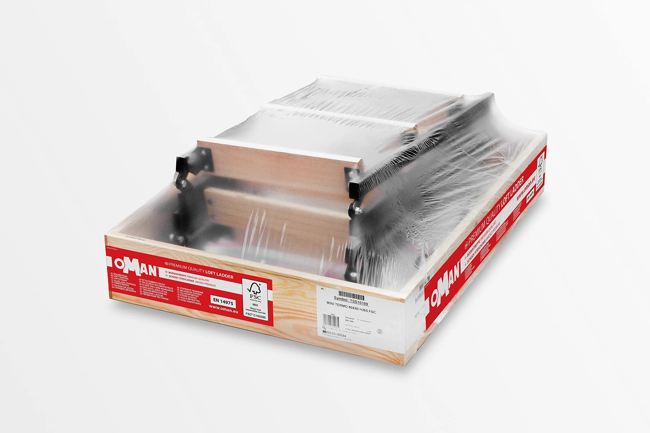 PAFEN Oman - Mini scala termica da pavimento, in metallo e legno, valore U: 1,22 W/m2.K, 80 x 60, capacità di carico 150 kg, chiusura a scatto, anelli di protezione per il controllo dell'altezza