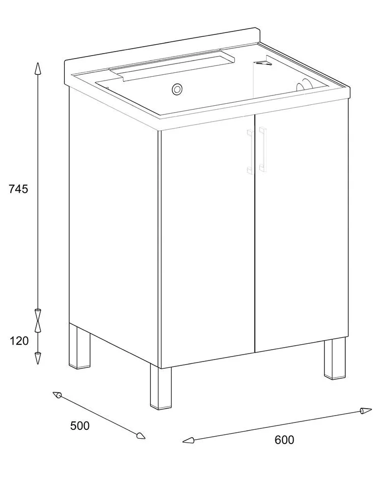 MaMa Store ATENALAV Mobile Lavatoio-Lavapanni Bianco in Metacrilato con ASSE in Legno e gocciolatoio in Alluminio, L.60 x P.50 X H. 86.5 cm