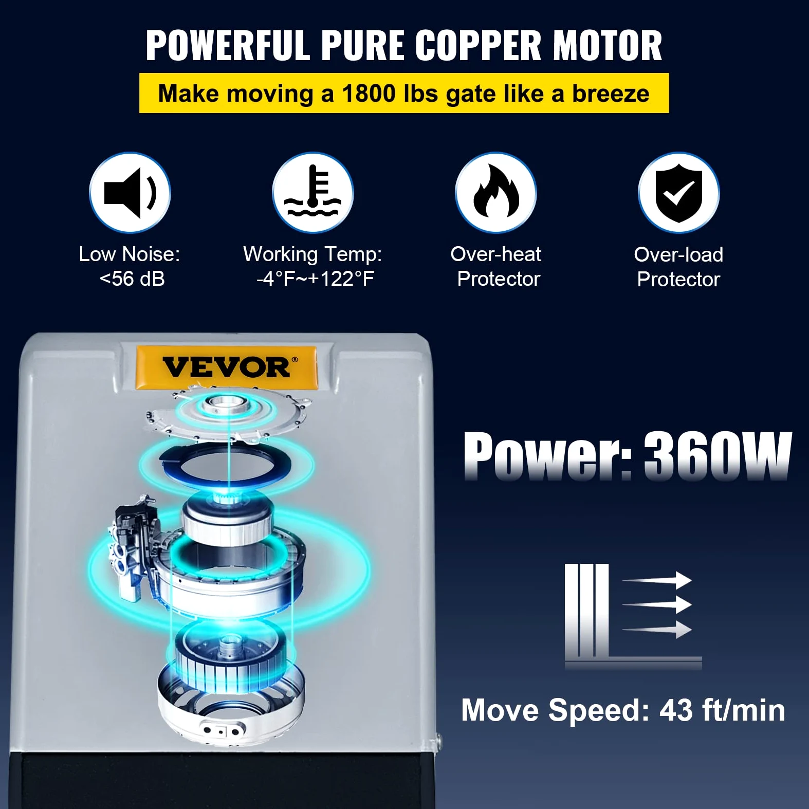 VEVOR Apricancello Scorrevole 817 kg Cancello Scorrevole Apriporta con 2 telecomandi, Kit Ferramenta per Cancello Sicurezza, 360 W Velocità Viaggio 13 m/min Motore Elettrico per Cancello Scorrevole