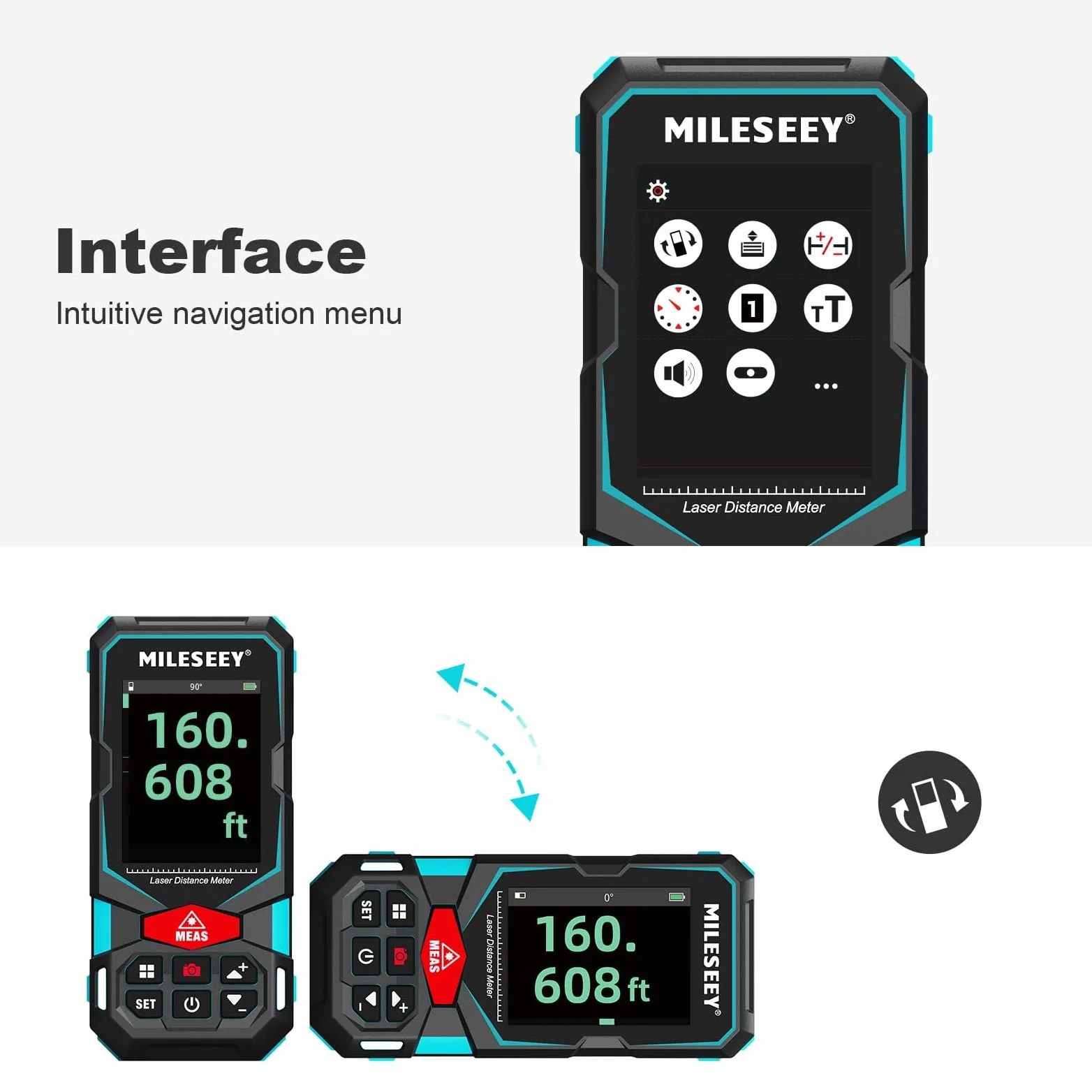 MiLESEEY Telemetro Laser S7, Fotocamera Integrata, Fino a 100 m, Tecnologia P2P, Batteria Ricaricabile AAA, IP65, Metro Laser Professionale Multifunzionale