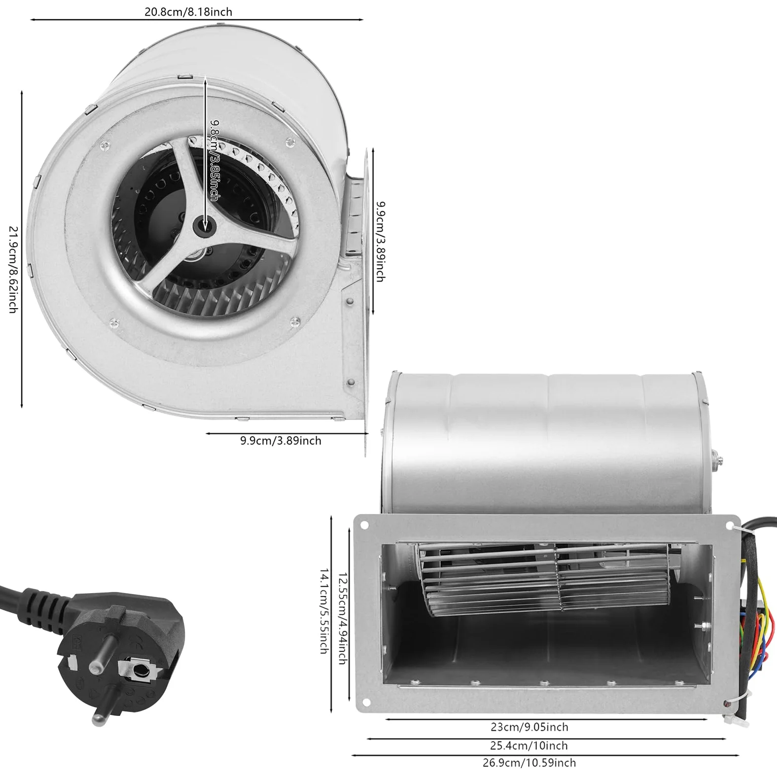 Ventilatore radiale industriale, ventola radiale, ventilatore radiale, ventola di caldaia in lamiera d'acciaio, 300 W, 220 V, 840 m³/h