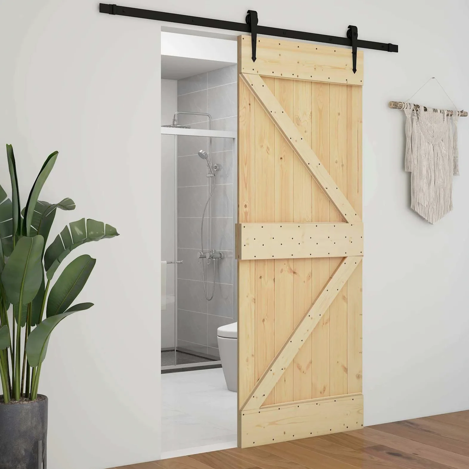 Porta Narvik Naturale 90 x 210 cm Legno di Pino Solido, Articoli di ferramenta,Materiali da Costruzione,Porte, 25kg-351043