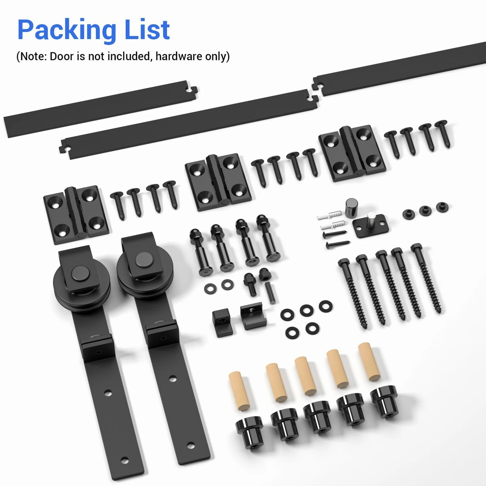 203cm/6.6FT Binario per Porta Scorrevole Bifold Kit Porta Scorrevole Nera per 2 Porte Scorrevoli Interno Esterno Muro 99cm Larga