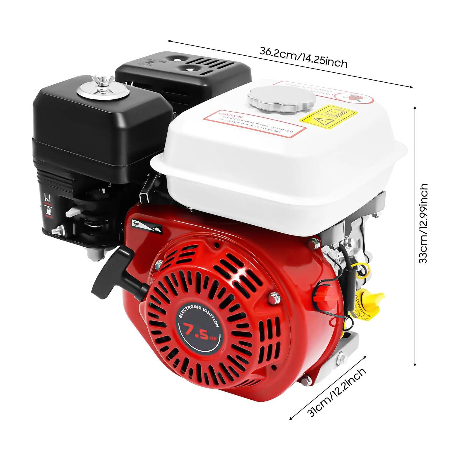 Motore a benzina a 4 tempi, 7,5 CV, 215 ccm, Go Kart con protezione da mancanza di olio e fune, albero da 20 mm, motore a terra per pompe e micro fresatrice, robusto motore industriale rosso