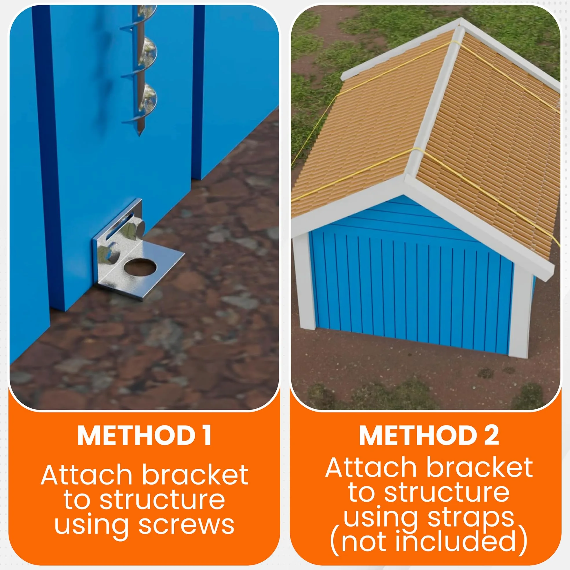 Ancoraggi a terra da avvitare, 61 cm, set di 4 con staffe e punta da trapano, ancoraggi a terra, ancoraggi per case mobili, kit di ancoraggio per capannone, set di ancoraggi per altalena in metallo,