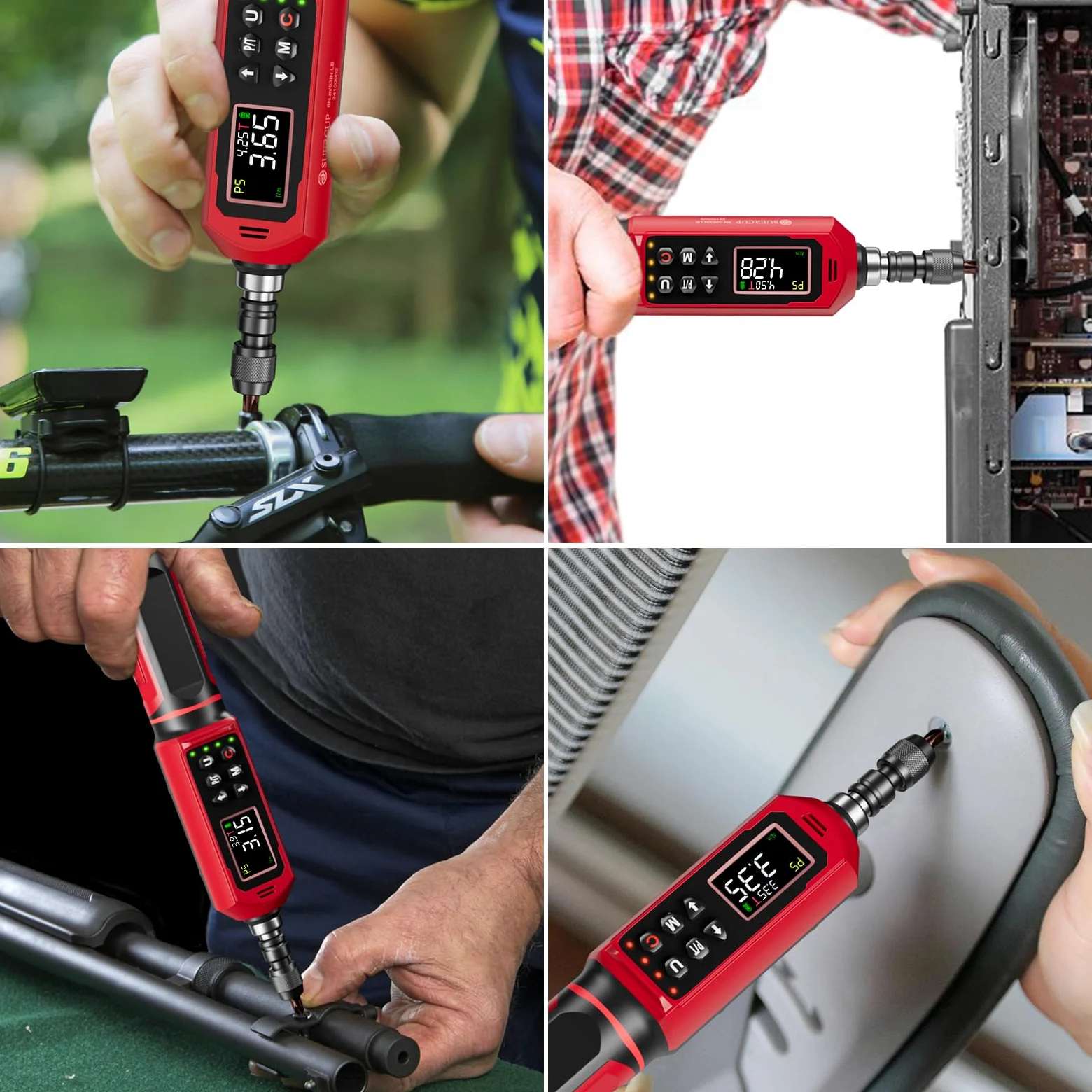 SUERCUP Cacciavite dinamometrico Digitale Set ±1% Precisione 0.15-10Nm con allarme LED, buzzer, vibrazione, 9 modalità preset e memorizzazione dati, utilizzato per bicicletta,e Moto