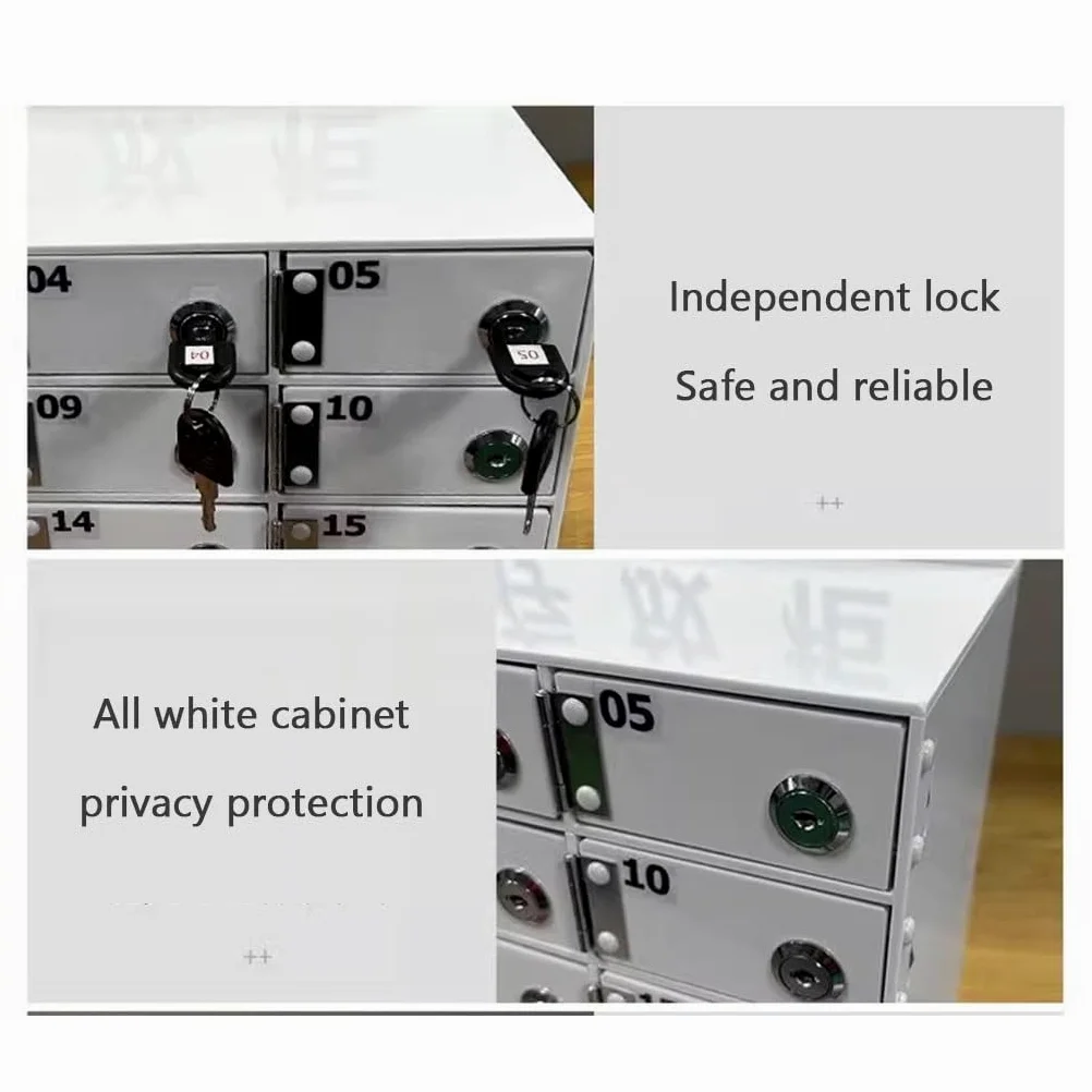 Bianco Acrilico Cellulare Locker Box con Serratura 30 Slot Chiave Serrature Porta Mobile Phone Storage Organizer