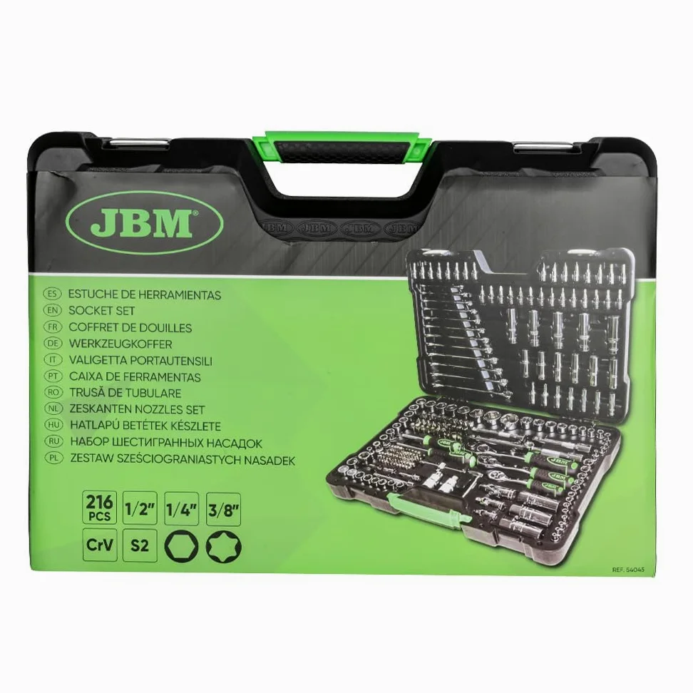 Jbm Refial 54045 Valigetta PORTAUTENSILI 216 Pezzi BUSSOLE ESAGONALI - Finitura CROMATA