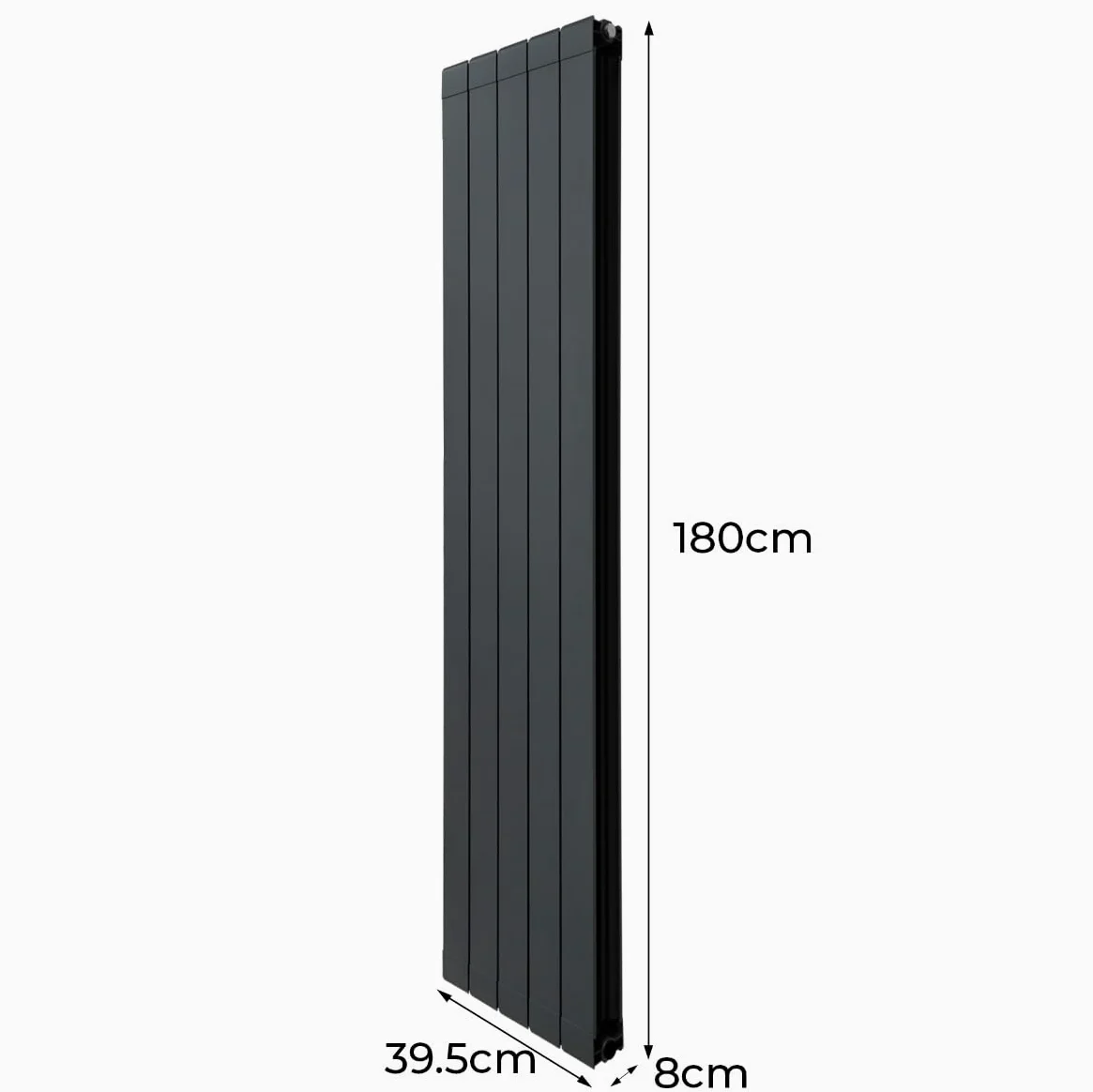 Radiatore di Design in Alluminio 1800mm x 395mm Verticale Doppio Pannello Piatto A Colonna Termosifone Moderno Leggero Grigio Antracite Spazzola Kit di Fissaggio Staffe Inclusi