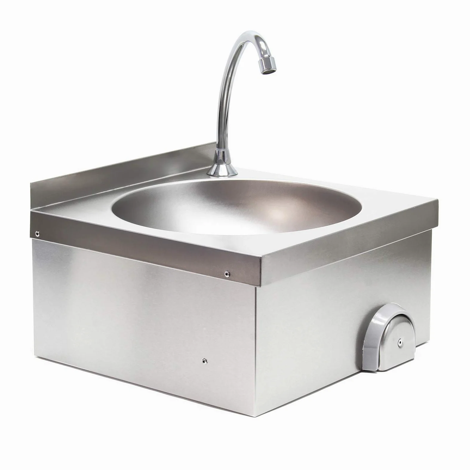 XPOtool Lavello professionale acciaio inox vaschetta rotonda comando a ginocchio montaggio a parete